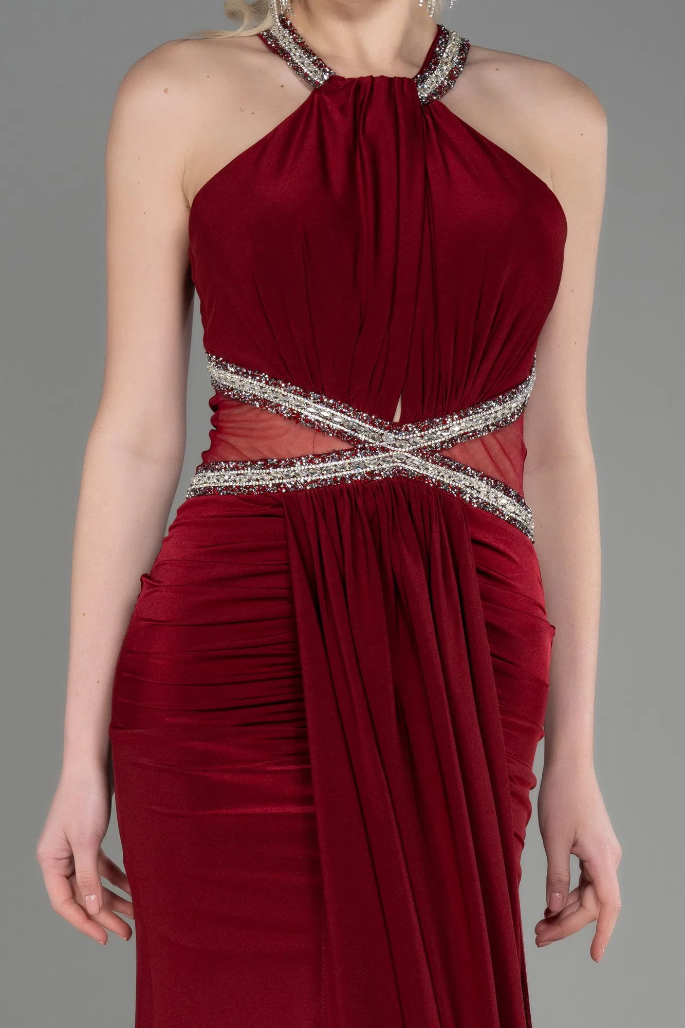 Burgundy-Long Mermaid Prom Dress ABU2940