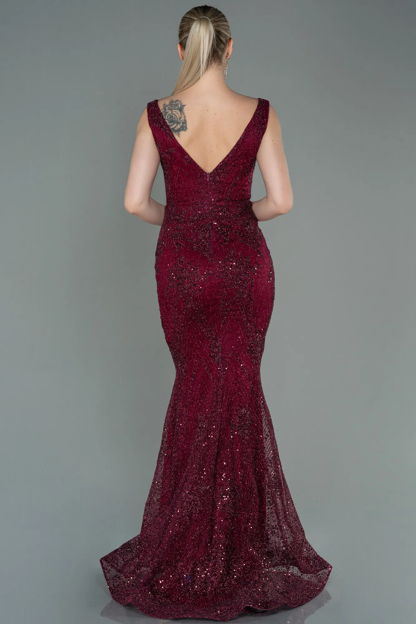 Burgundy-Long Mermaid Prom Dress ABU3178