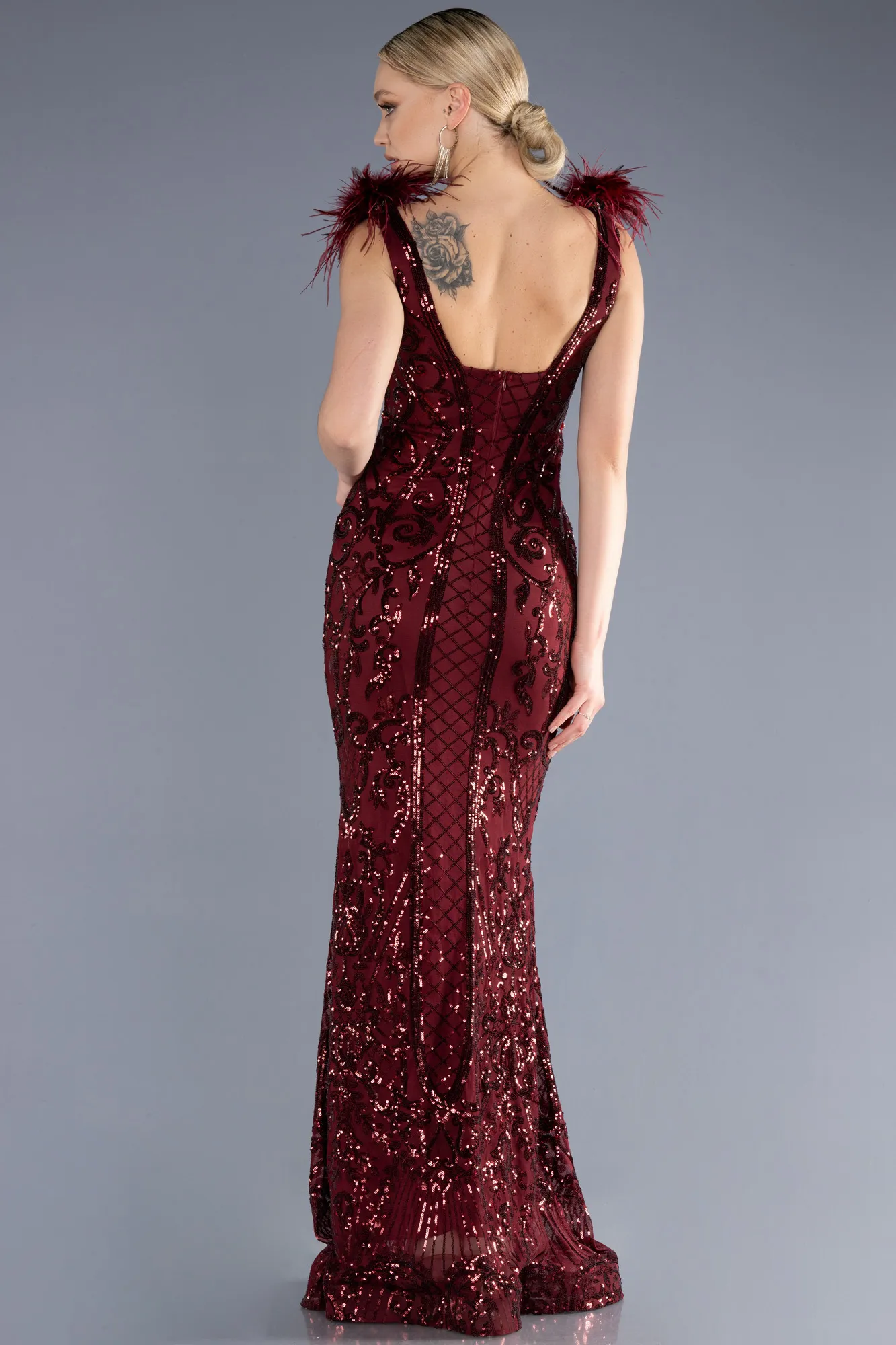 Burgundy-Long Mermaid Prom Dress ABU3669