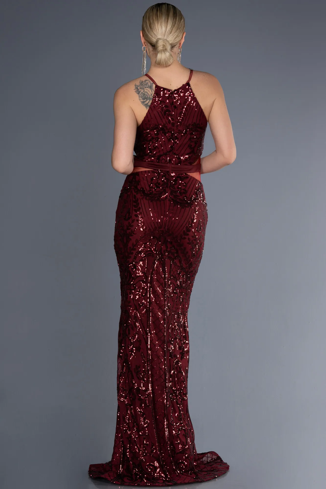 Burgundy-Long Mermaid Prom Dress ABU3670