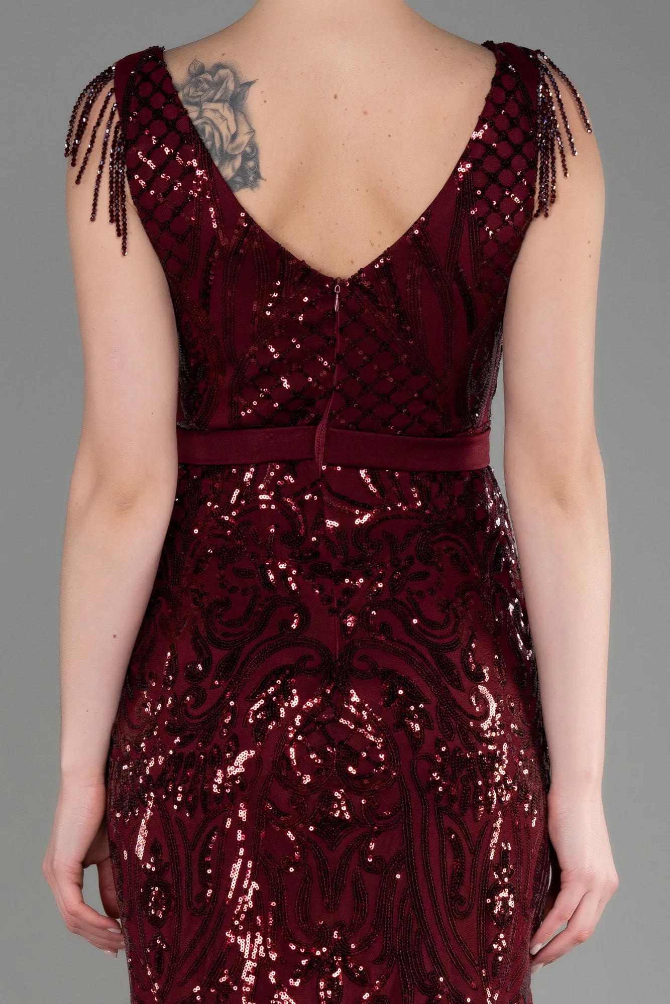 Burgundy-Long Mermaid Prom Dress ABU3874