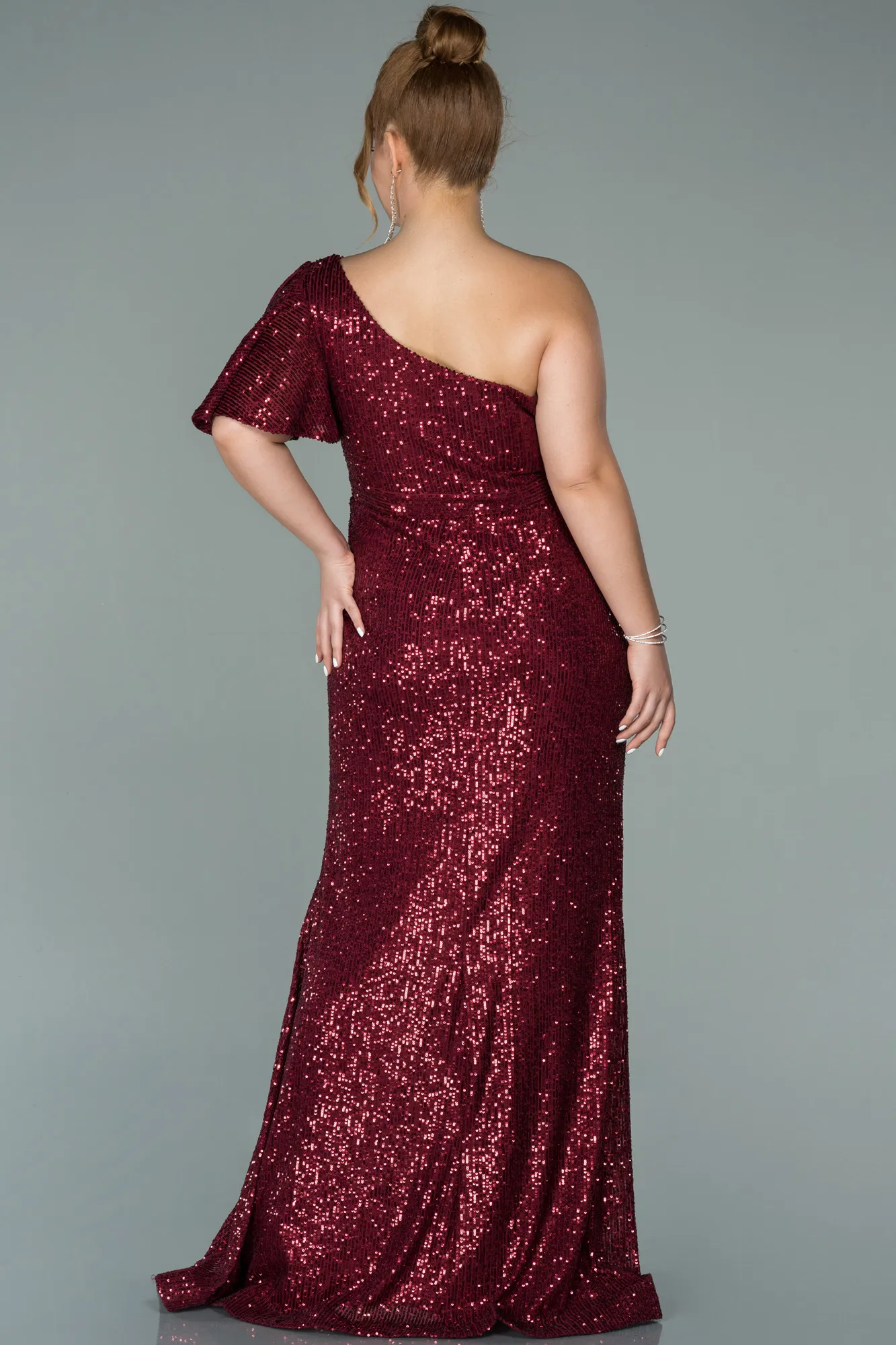 Burgundy-Long Oversized Evening Dress ABU1893