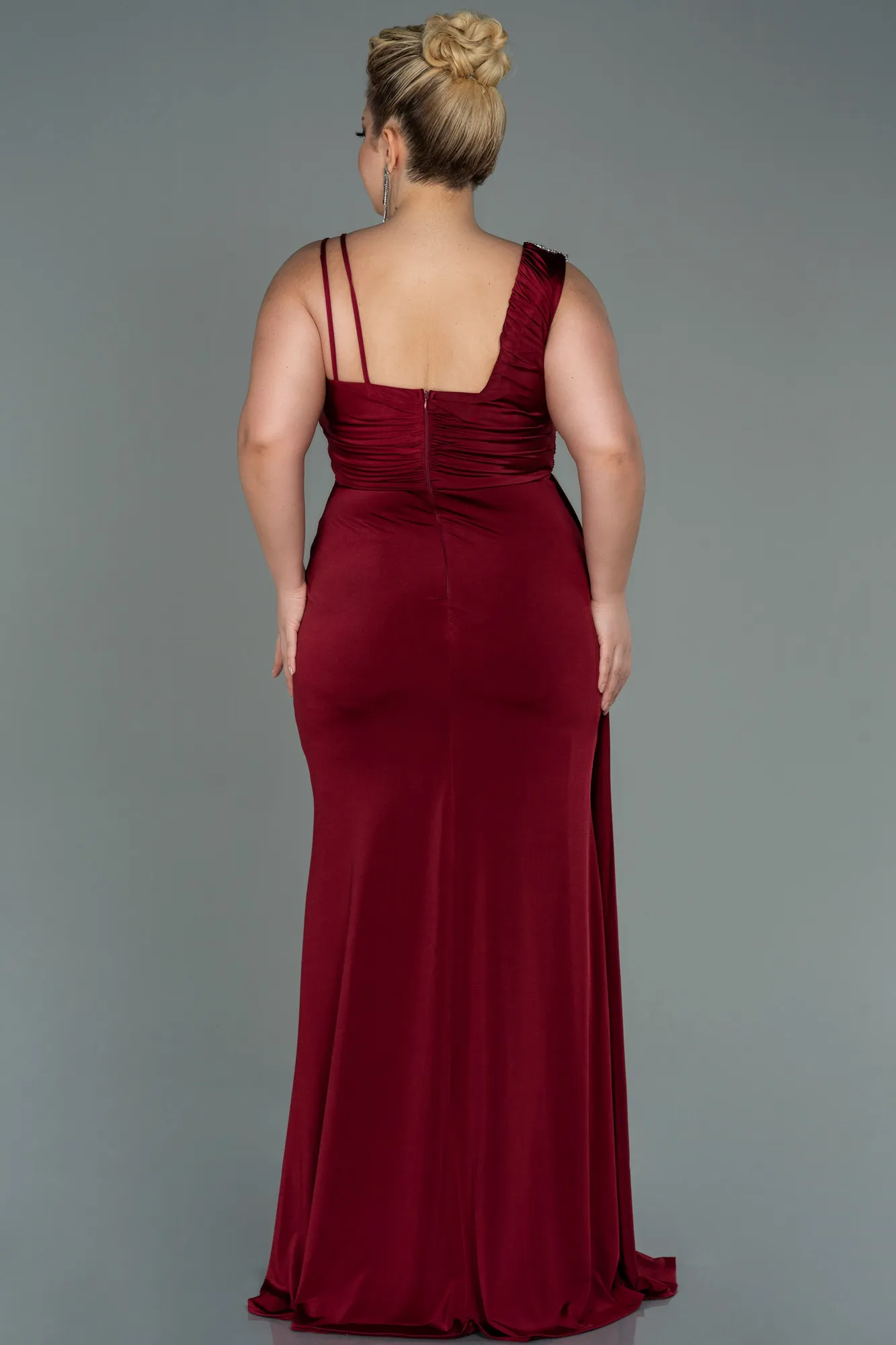 Burgundy-Long Oversized Evening Dress ABU3148