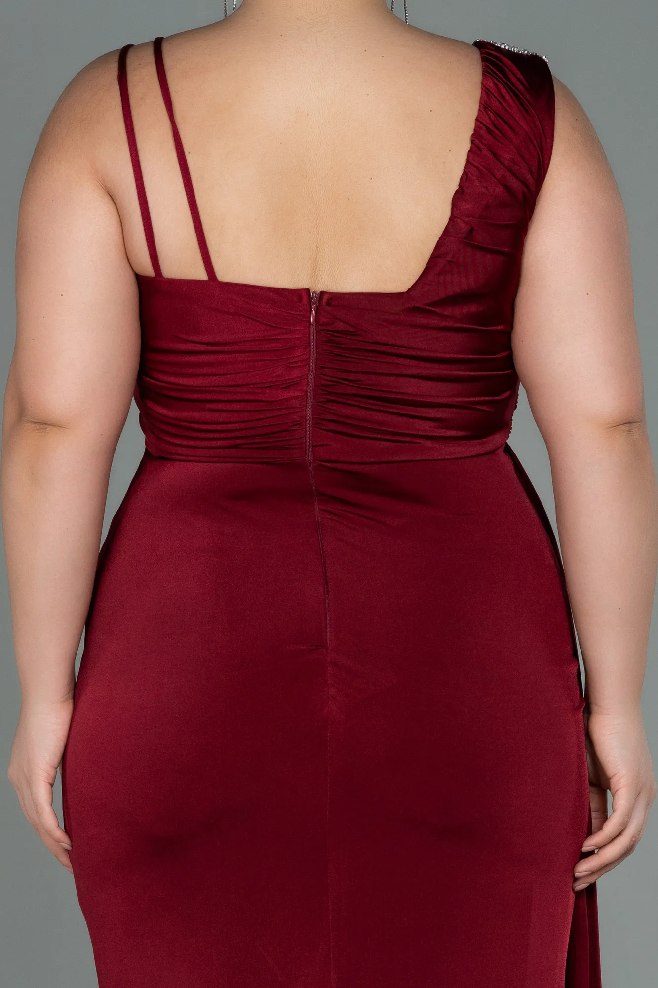 Burgundy-Long Oversized Evening Dress ABU3148