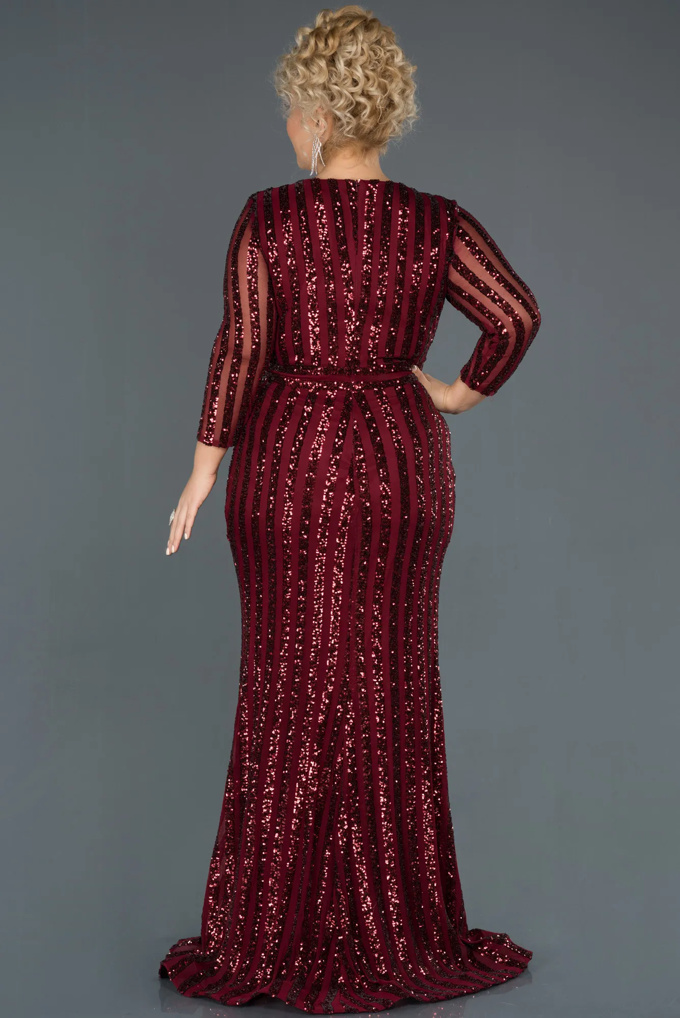 Burgundy-Long Oversized Mermaid Evening Dress ABU1043