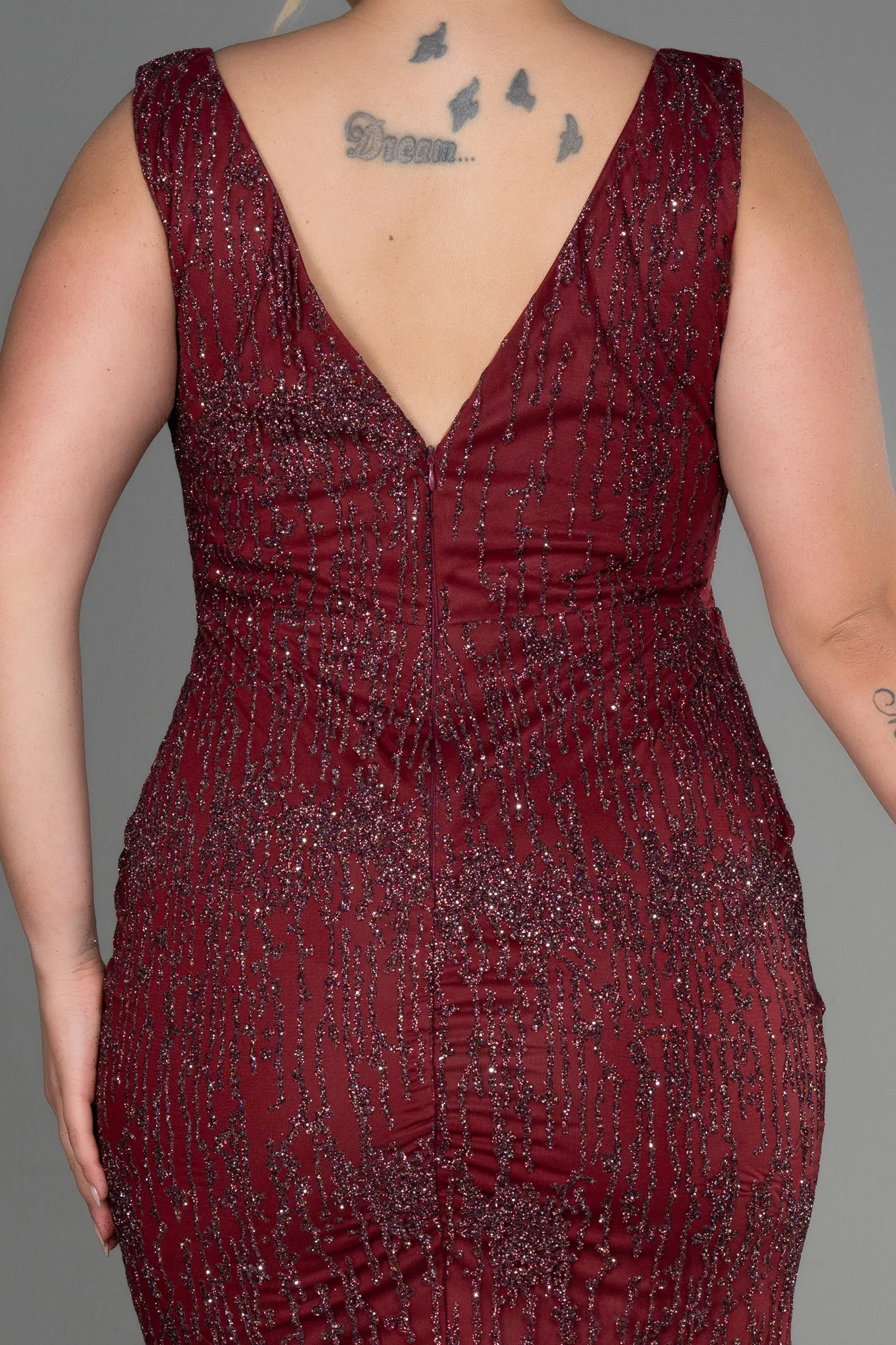 Burgundy-Long Plus Size Engagement Dress ABU3368