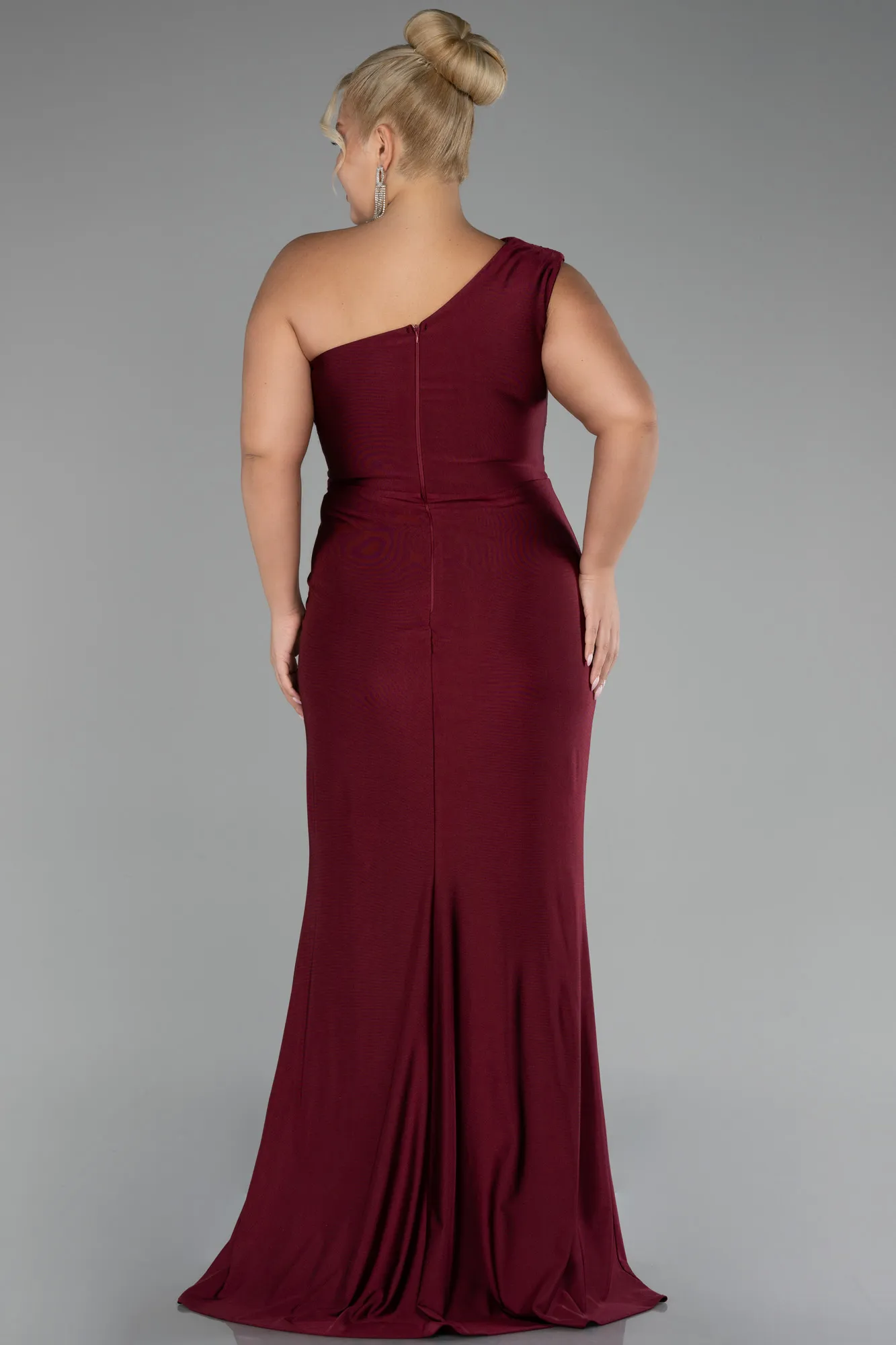 Burgundy-Long Plus Size Engagement Dress ABU4148