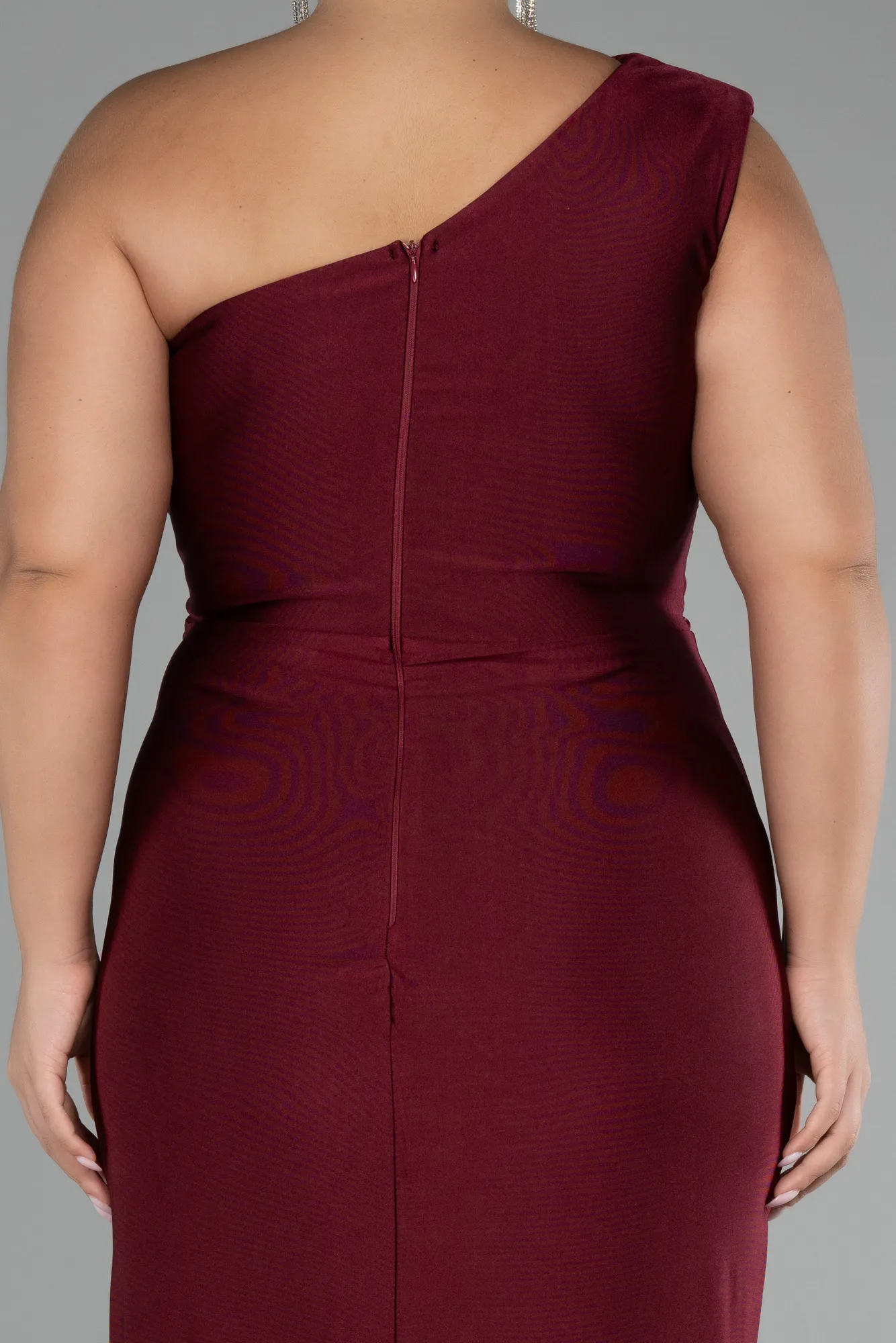 Burgundy-Long Plus Size Engagement Dress ABU4148