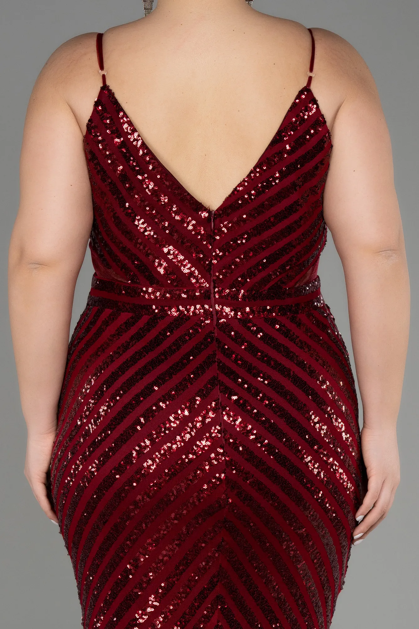 Burgundy-Long Plus Size Evening Dress ABU1661