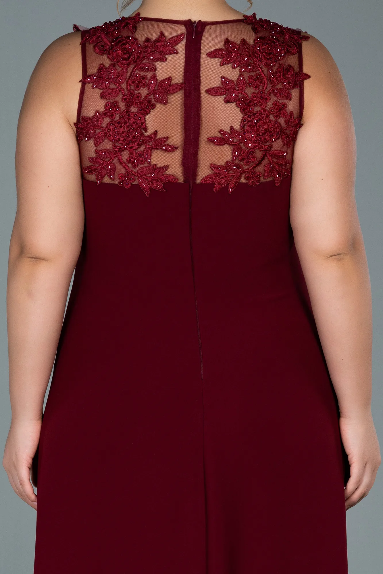 Burgundy-Long Plus Size Evening Dress ABU1870