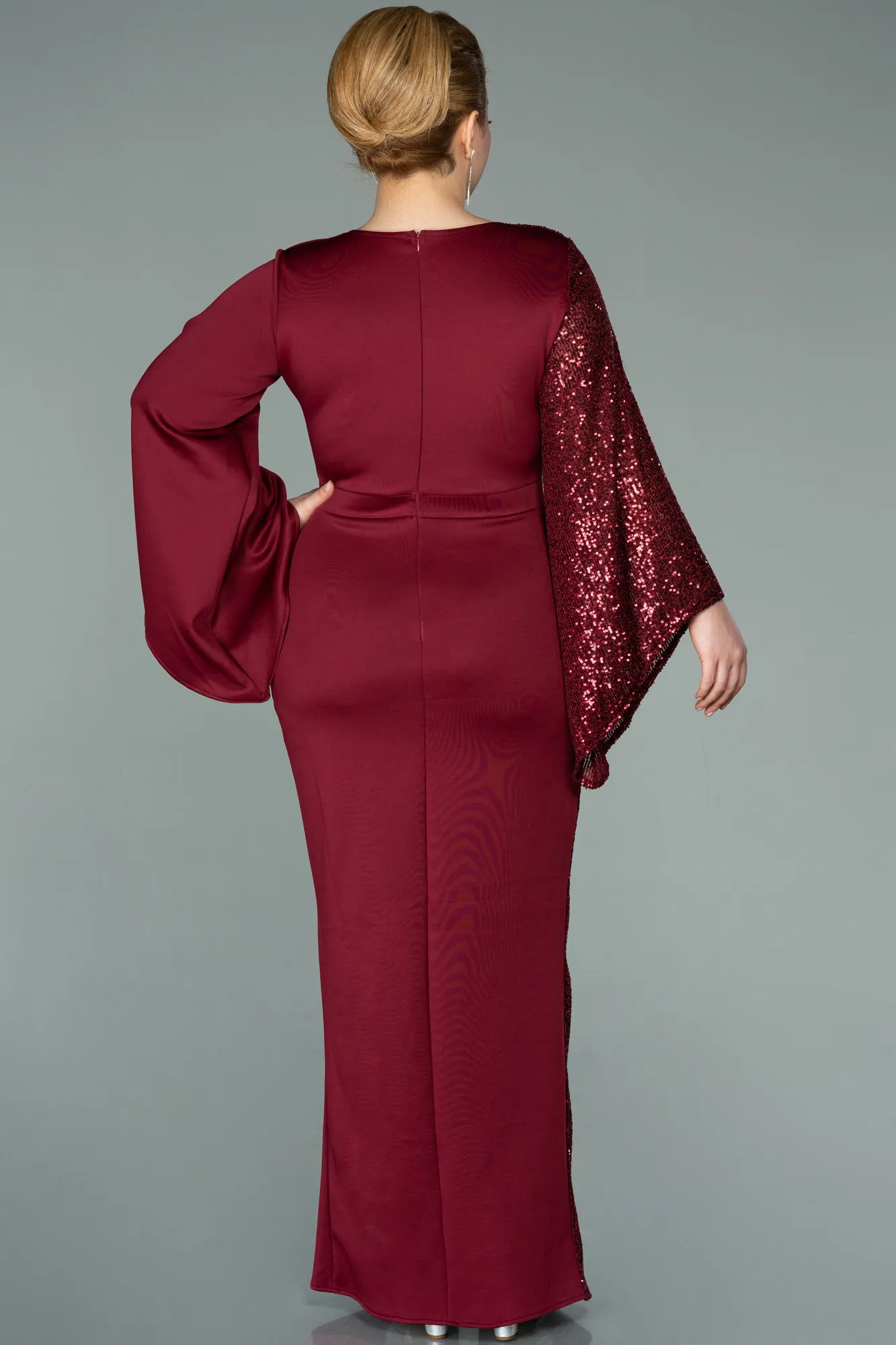 Burgundy-Long Plus Size Evening Dress ABU2149