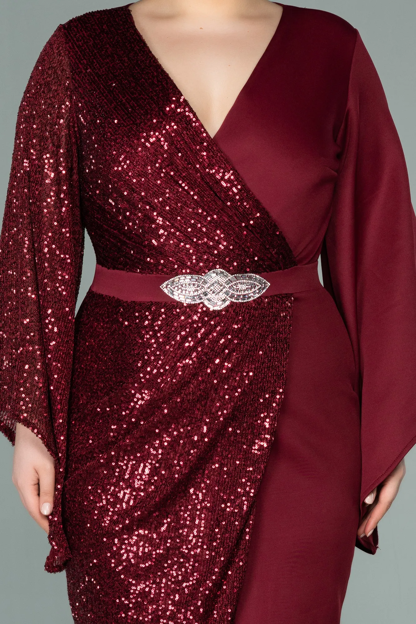 Burgundy-Long Plus Size Evening Dress ABU2149