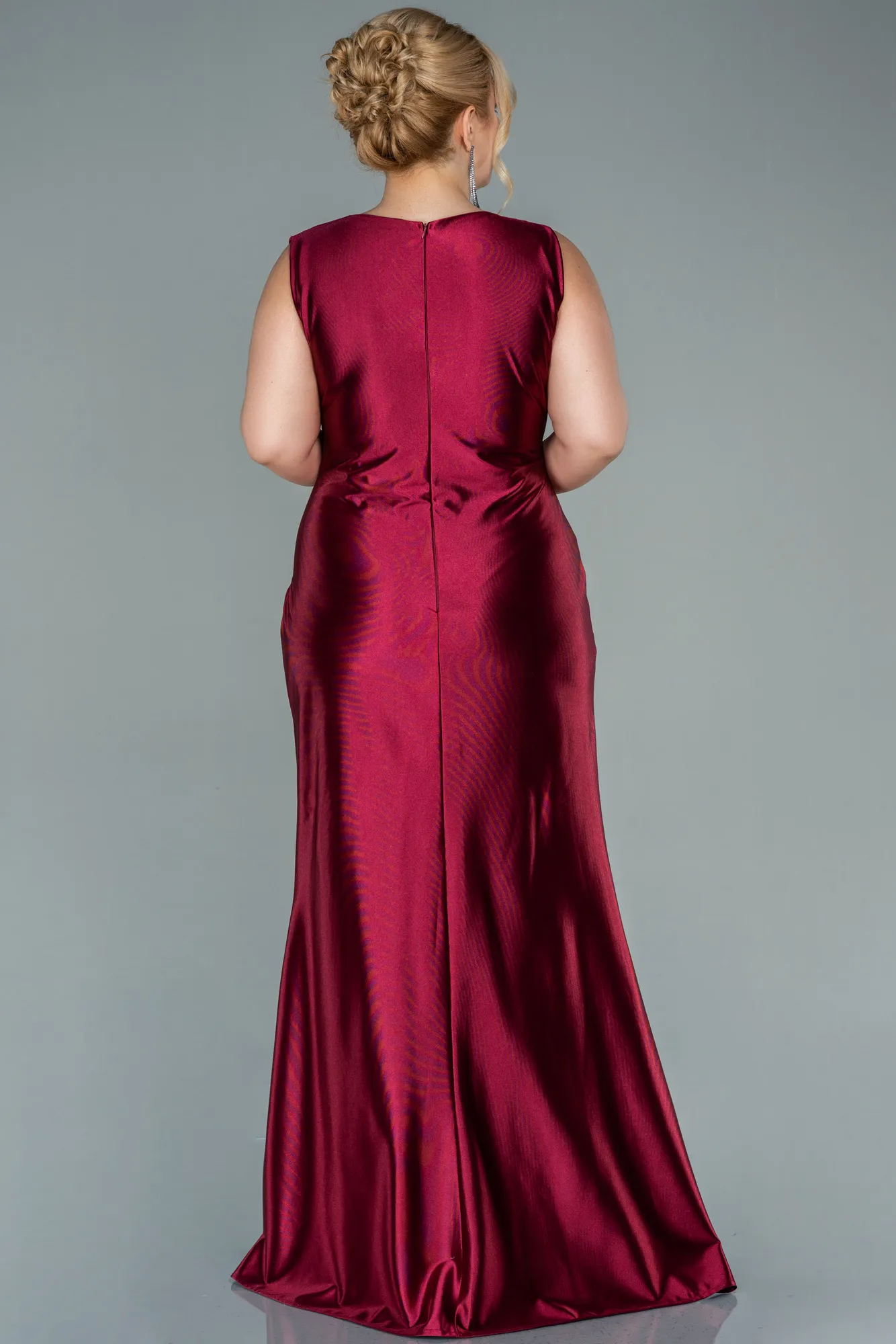 Burgundy-Long Plus Size Evening Dress ABU2366