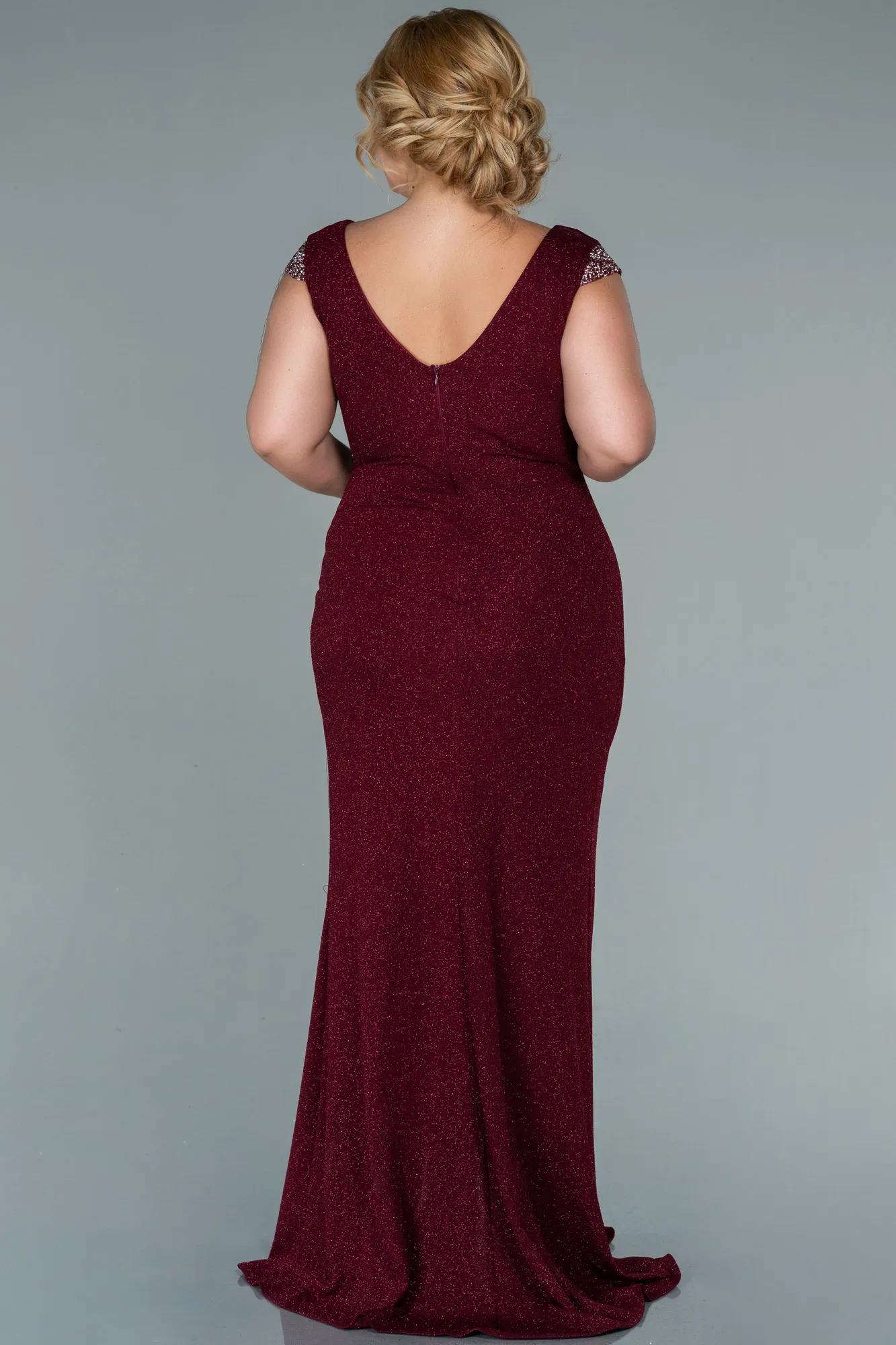 Burgundy-Long Plus Size Evening Dress ABU2438