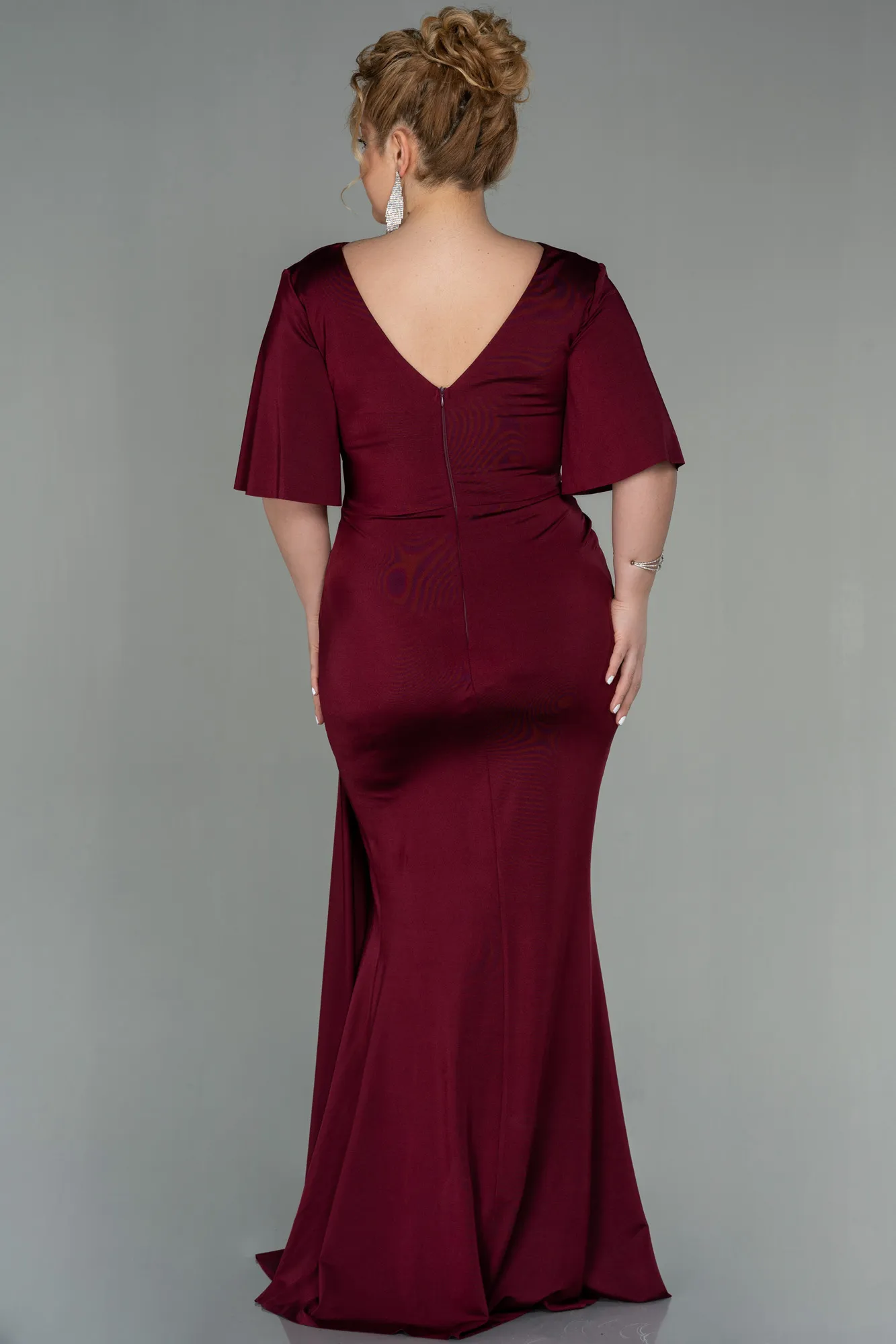 Burgundy-Long Plus Size Evening Dress ABU2441