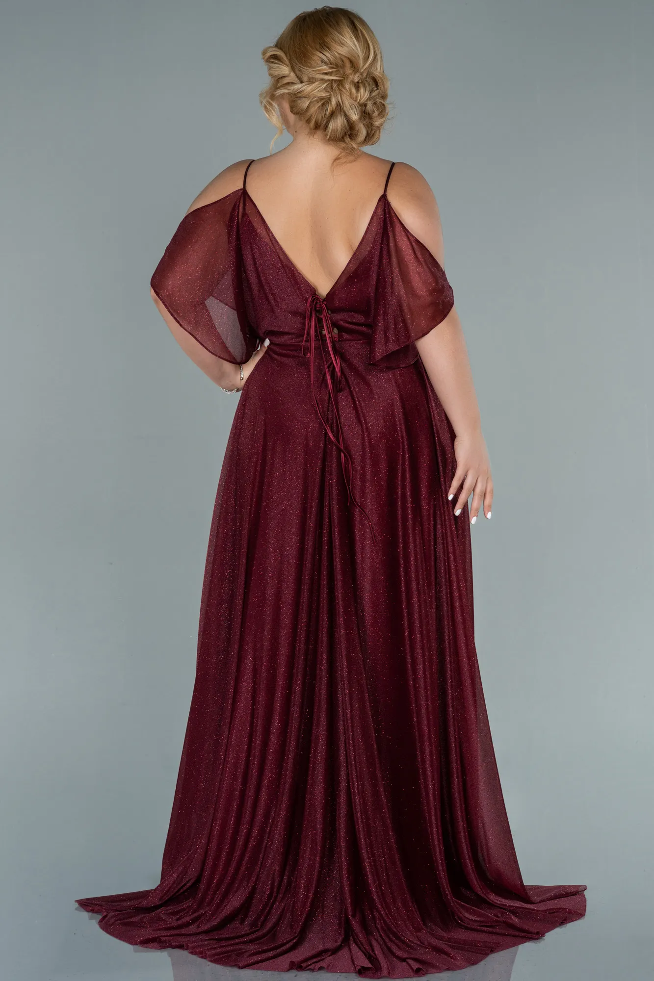 Burgundy-Long Plus Size Evening Dress ABU2487