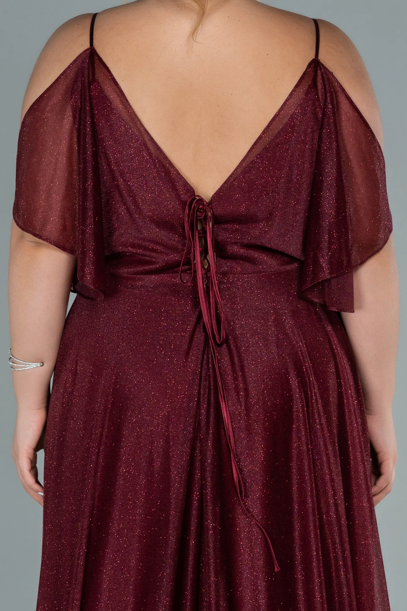 Burgundy-Long Plus Size Evening Dress ABU2487