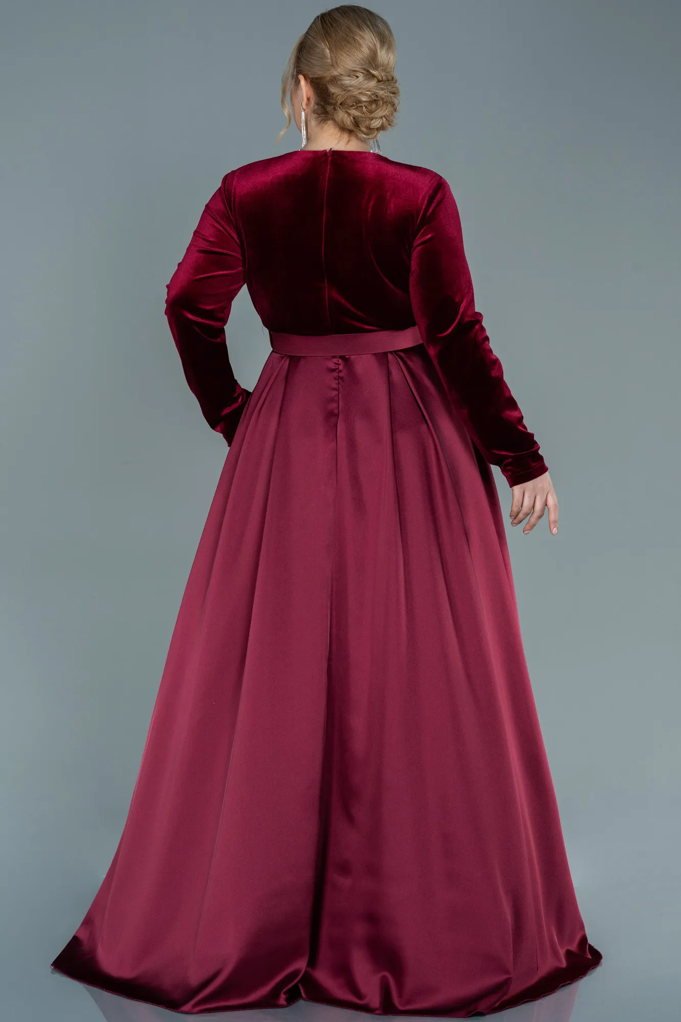 Burgundy-Long Plus Size Evening Dress ABU2615