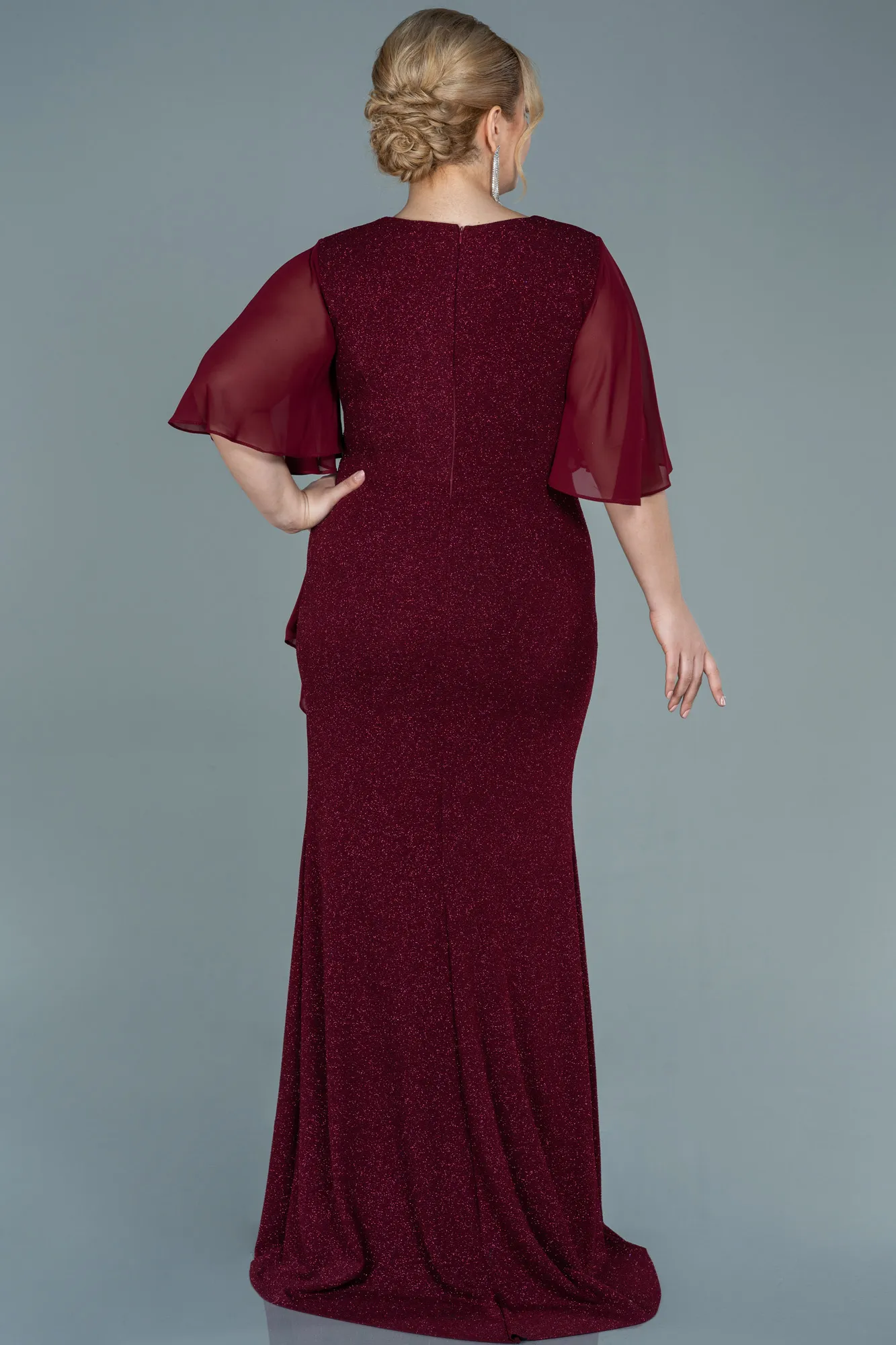 Burgundy-Long Plus Size Evening Dress ABU2651