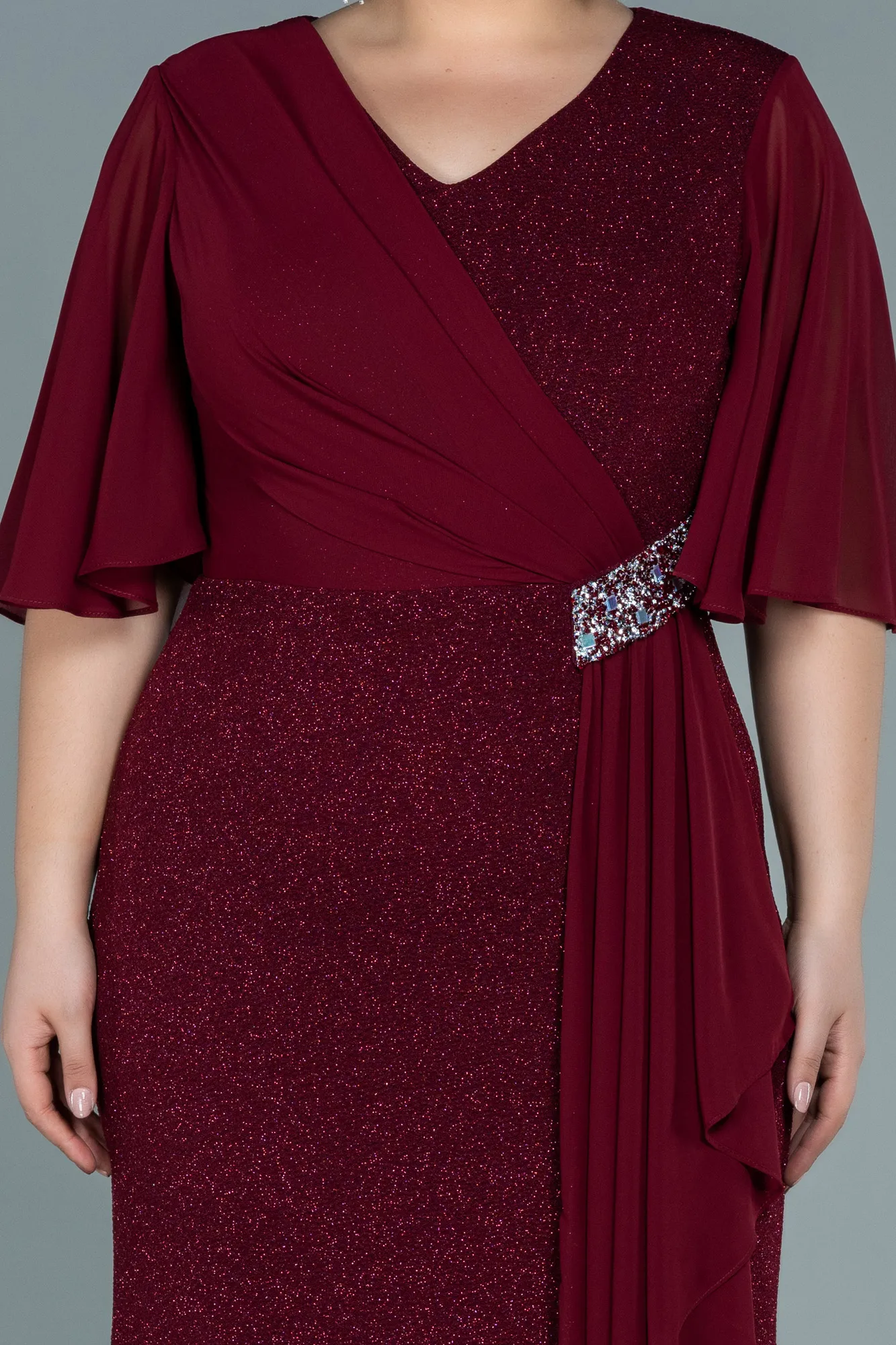 Burgundy-Long Plus Size Evening Dress ABU2651