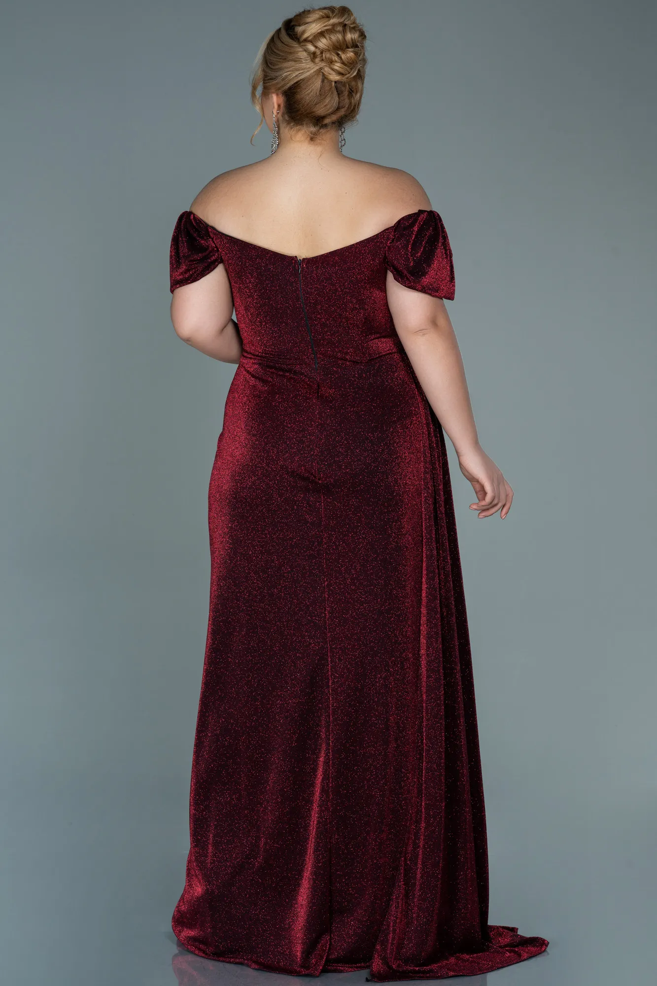 Burgundy-Long Plus Size Evening Dress ABU2658