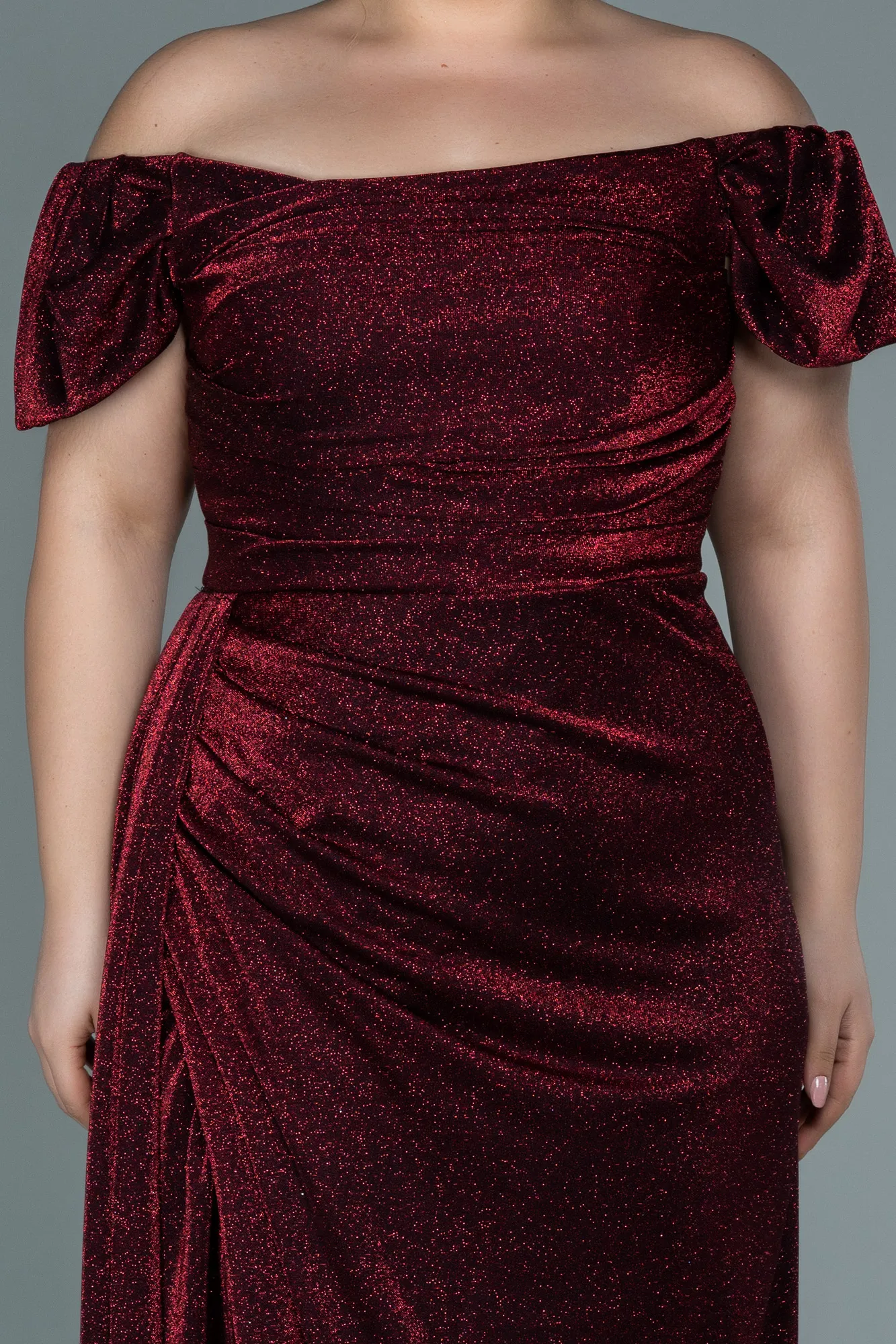 Burgundy-Long Plus Size Evening Dress ABU2658