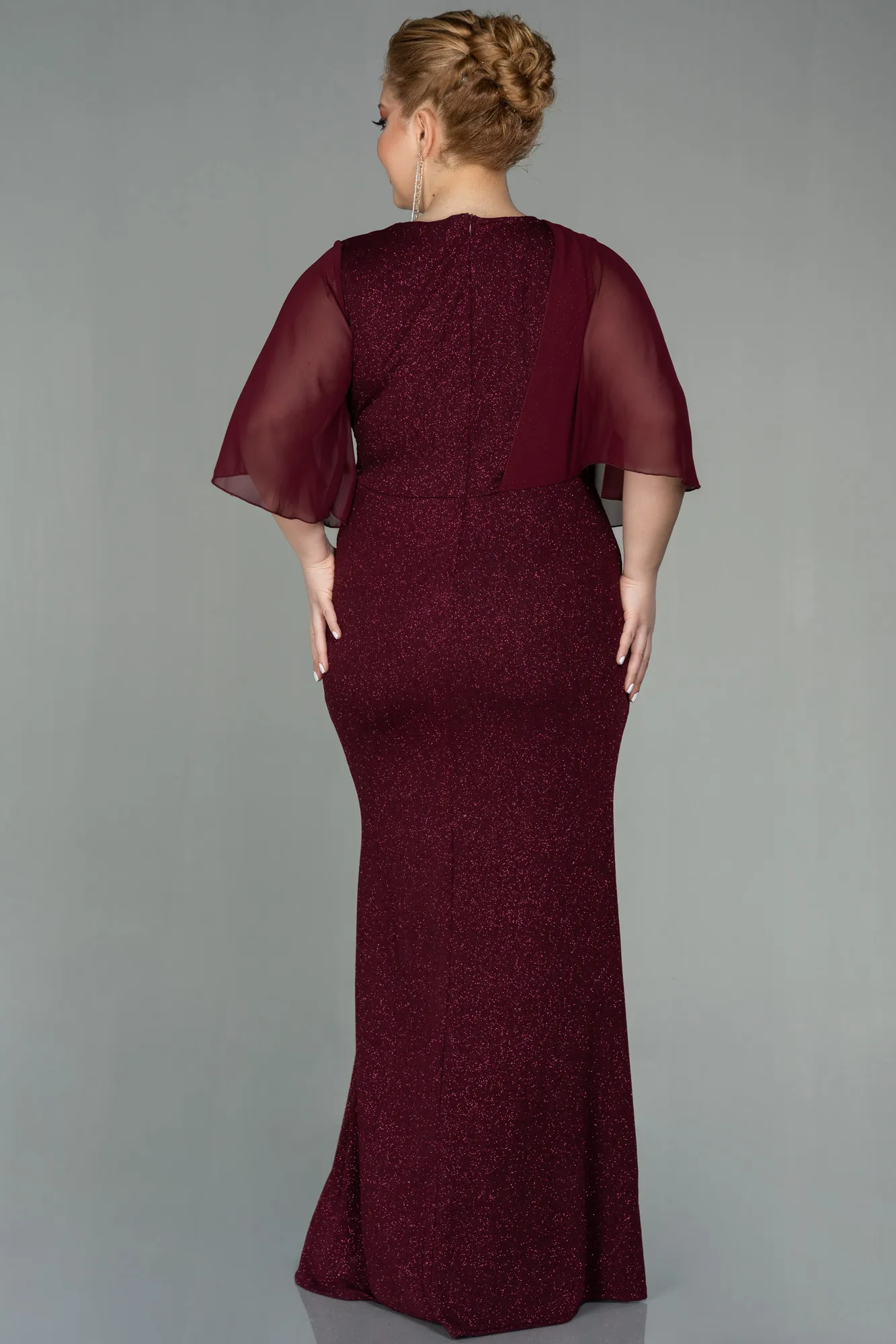 Burgundy-Long Plus Size Evening Dress ABU2857