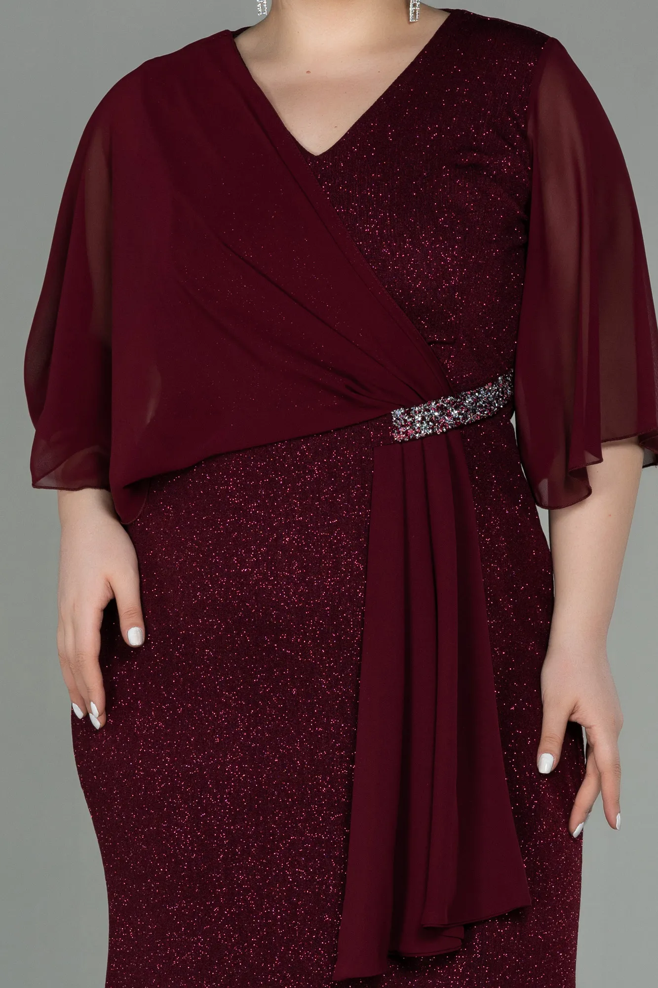 Burgundy-Long Plus Size Evening Dress ABU2857