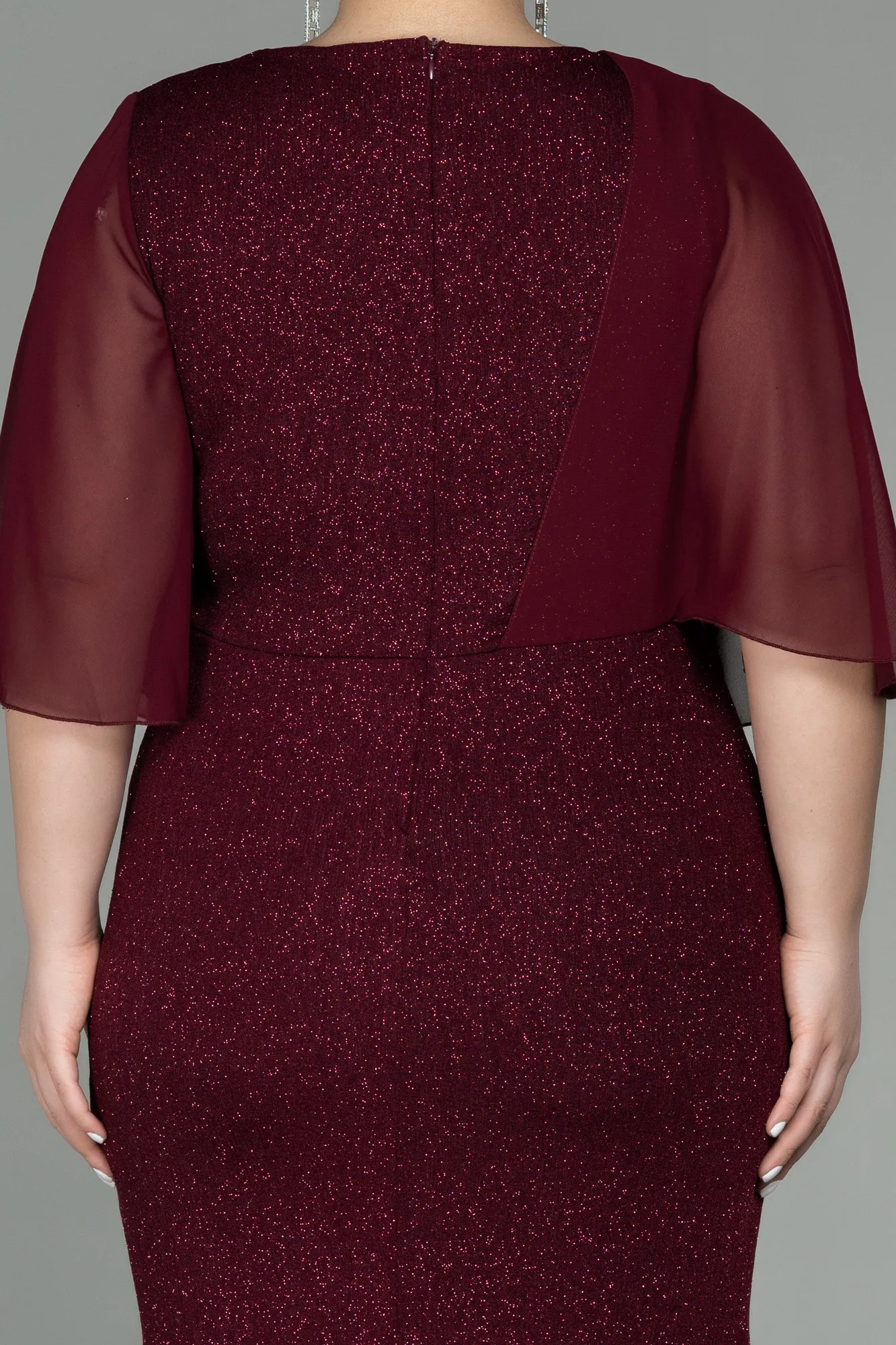 Burgundy-Long Plus Size Evening Dress ABU2857