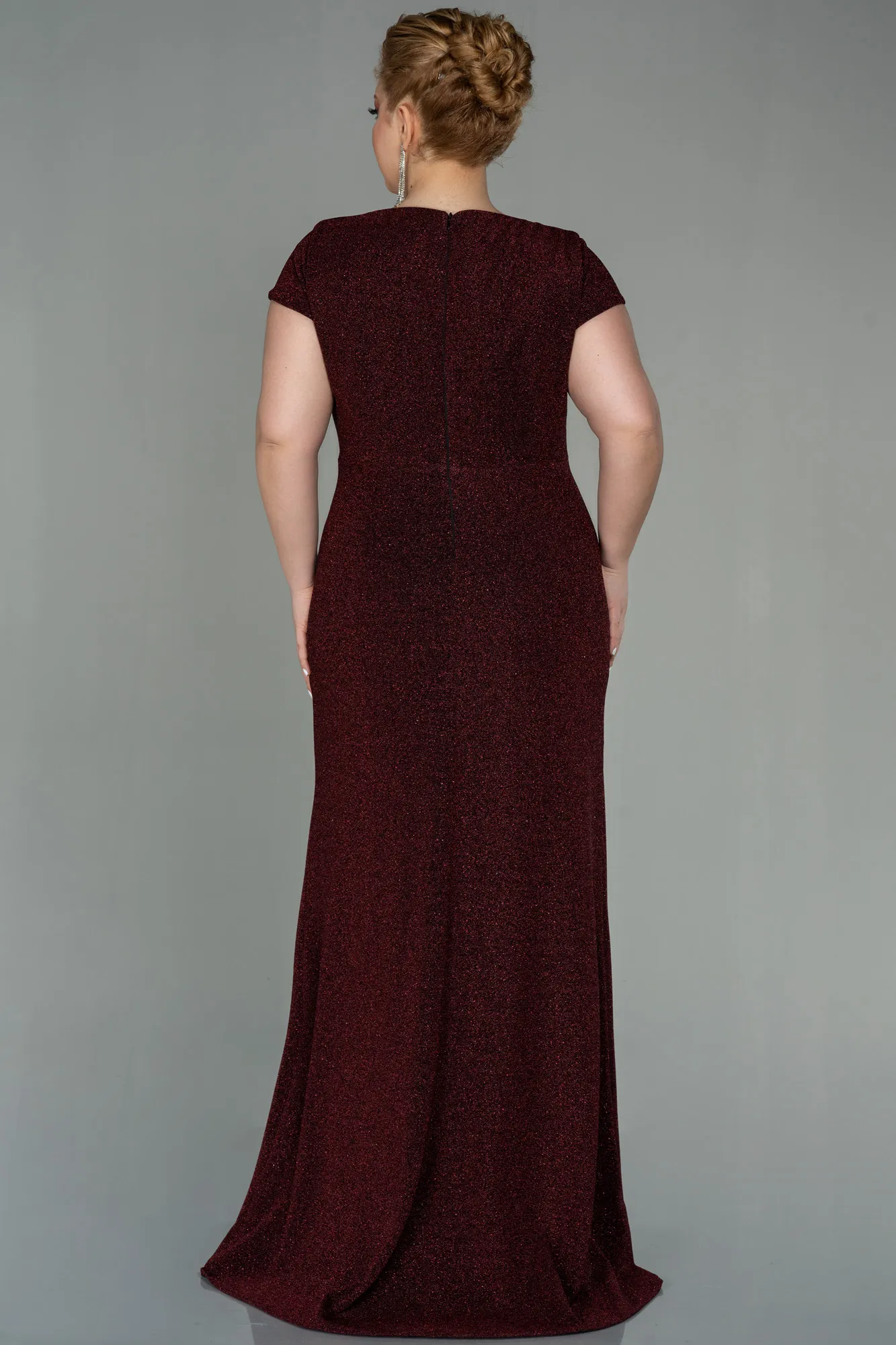 Burgundy-Long Plus Size Evening Dress ABU2870