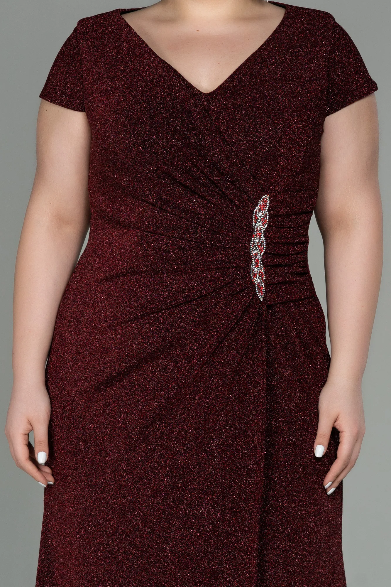 Burgundy-Long Plus Size Evening Dress ABU2870