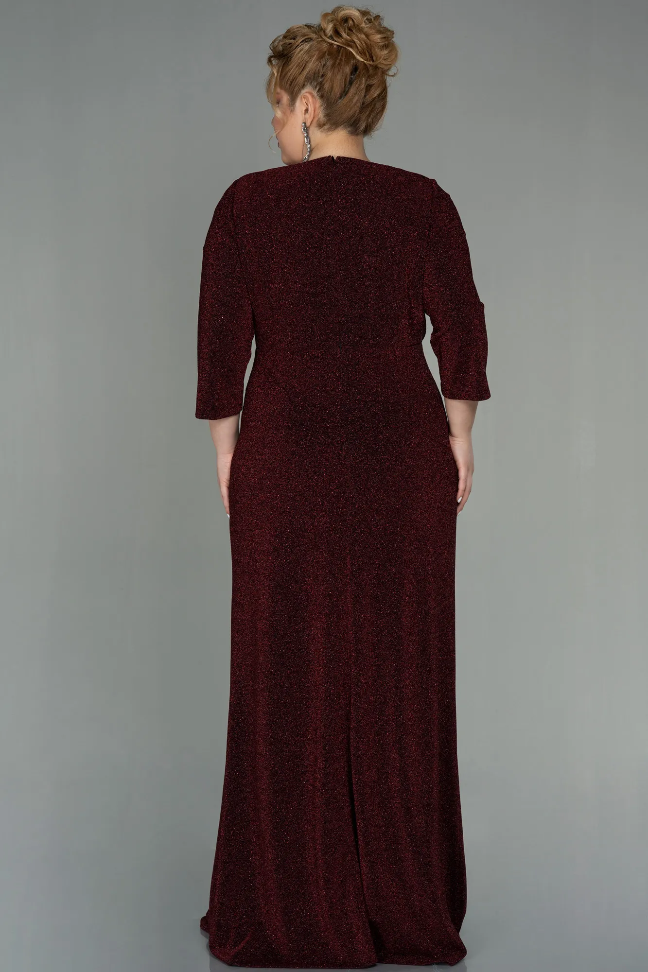 Burgundy-Long Plus Size Evening Dress ABU2922