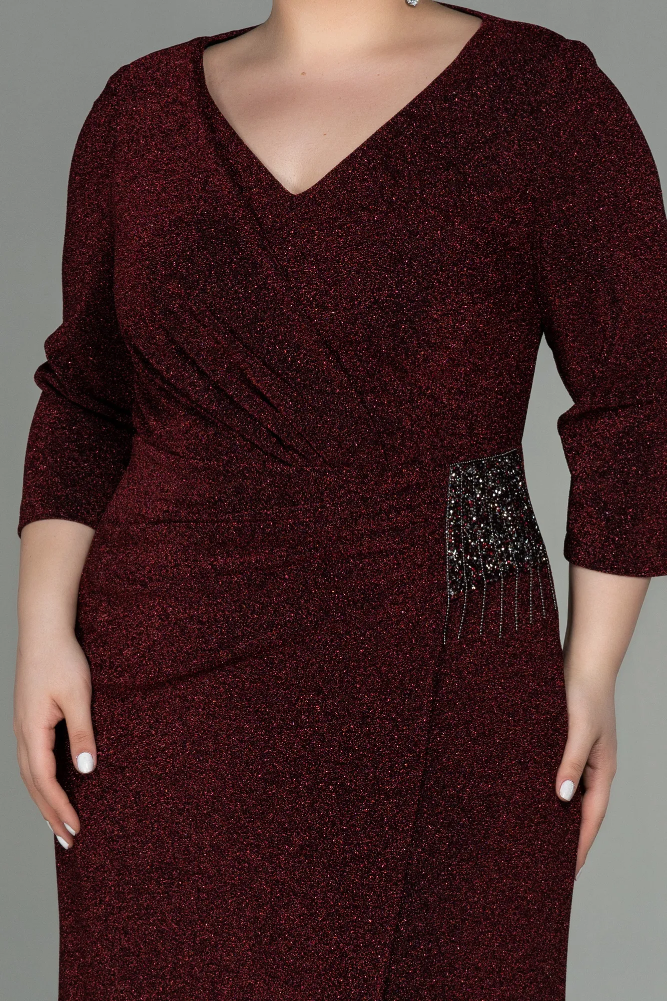 Burgundy-Long Plus Size Evening Dress ABU2922