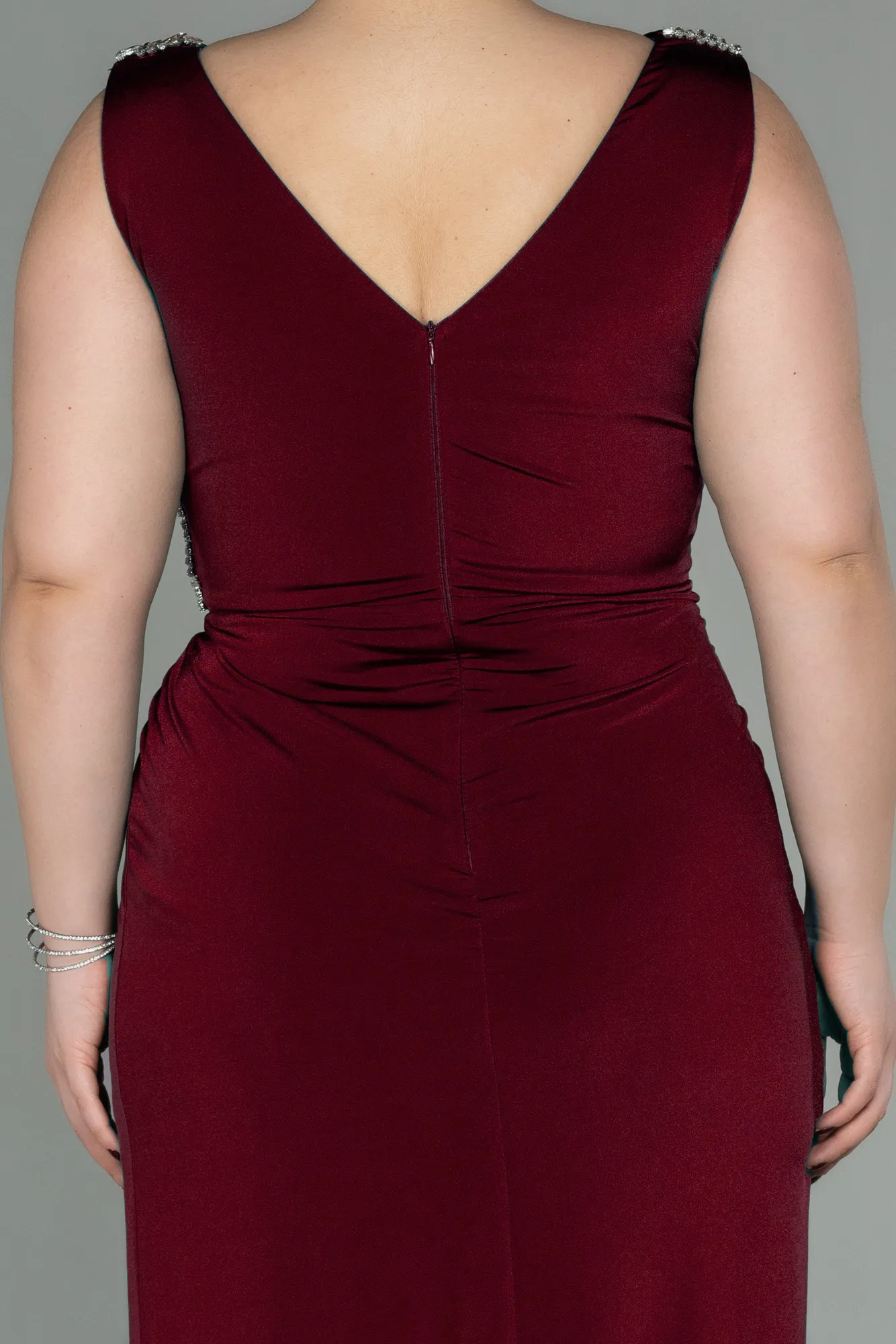 Burgundy-Long Plus Size Evening Dress ABU2931