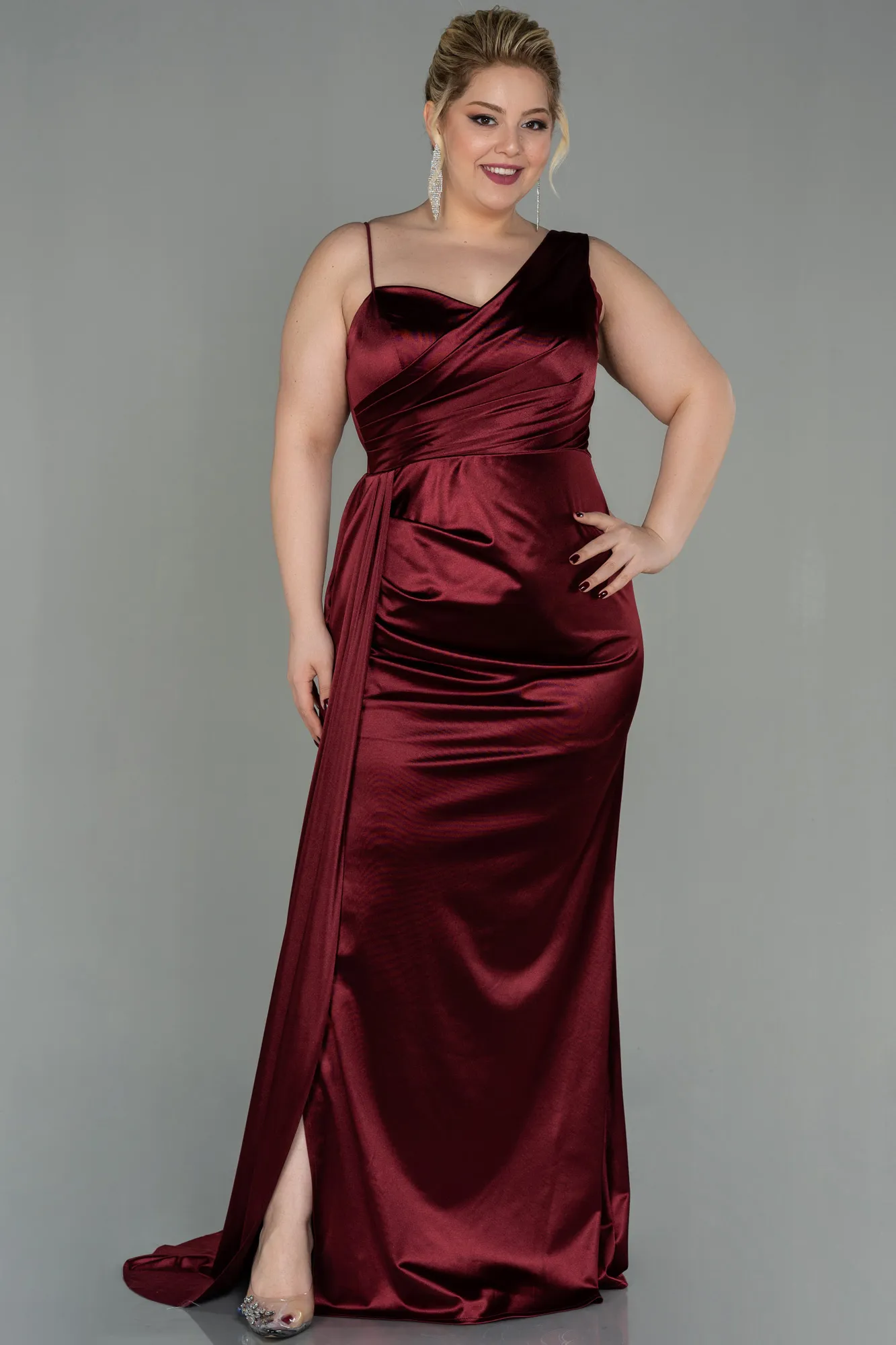 Burgundy-Long Plus Size Evening Dress ABU2932