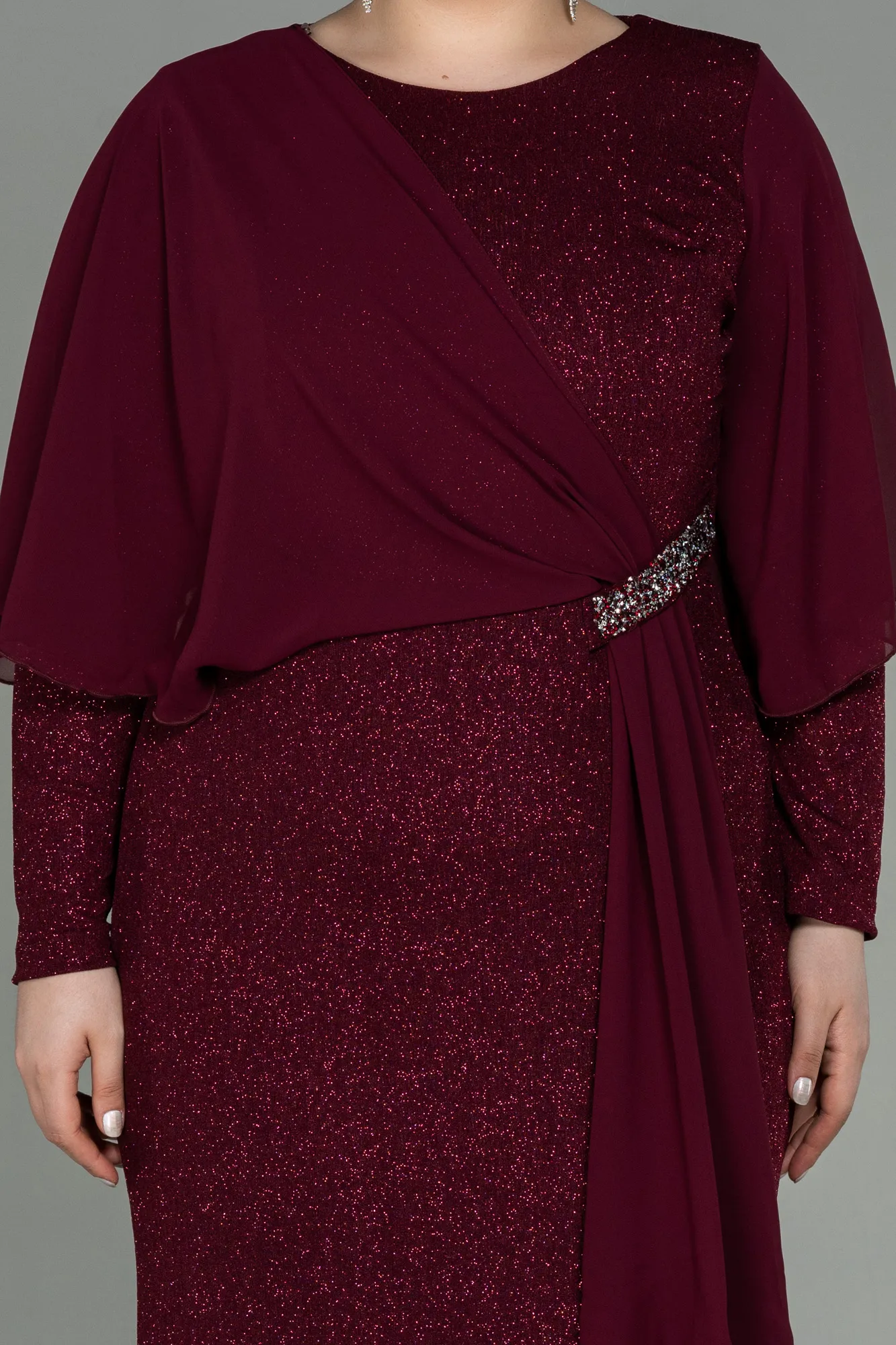 Burgundy-Long Plus Size Evening Dress ABU3013