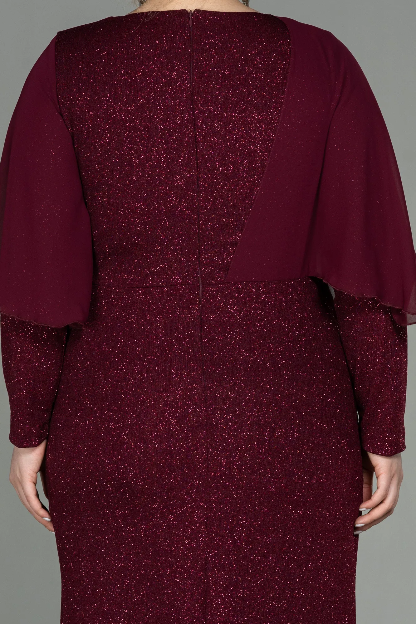 Burgundy-Long Plus Size Evening Dress ABU3013