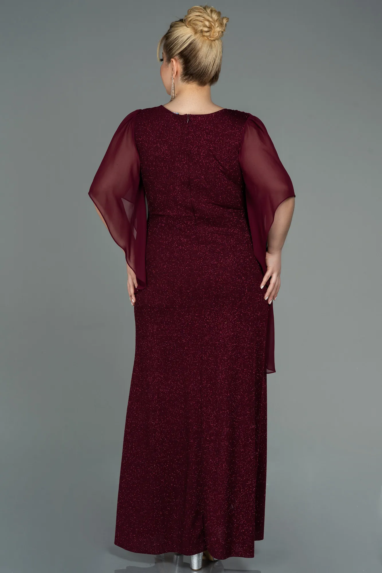 Burgundy-Long Plus Size Evening Dress ABU3124