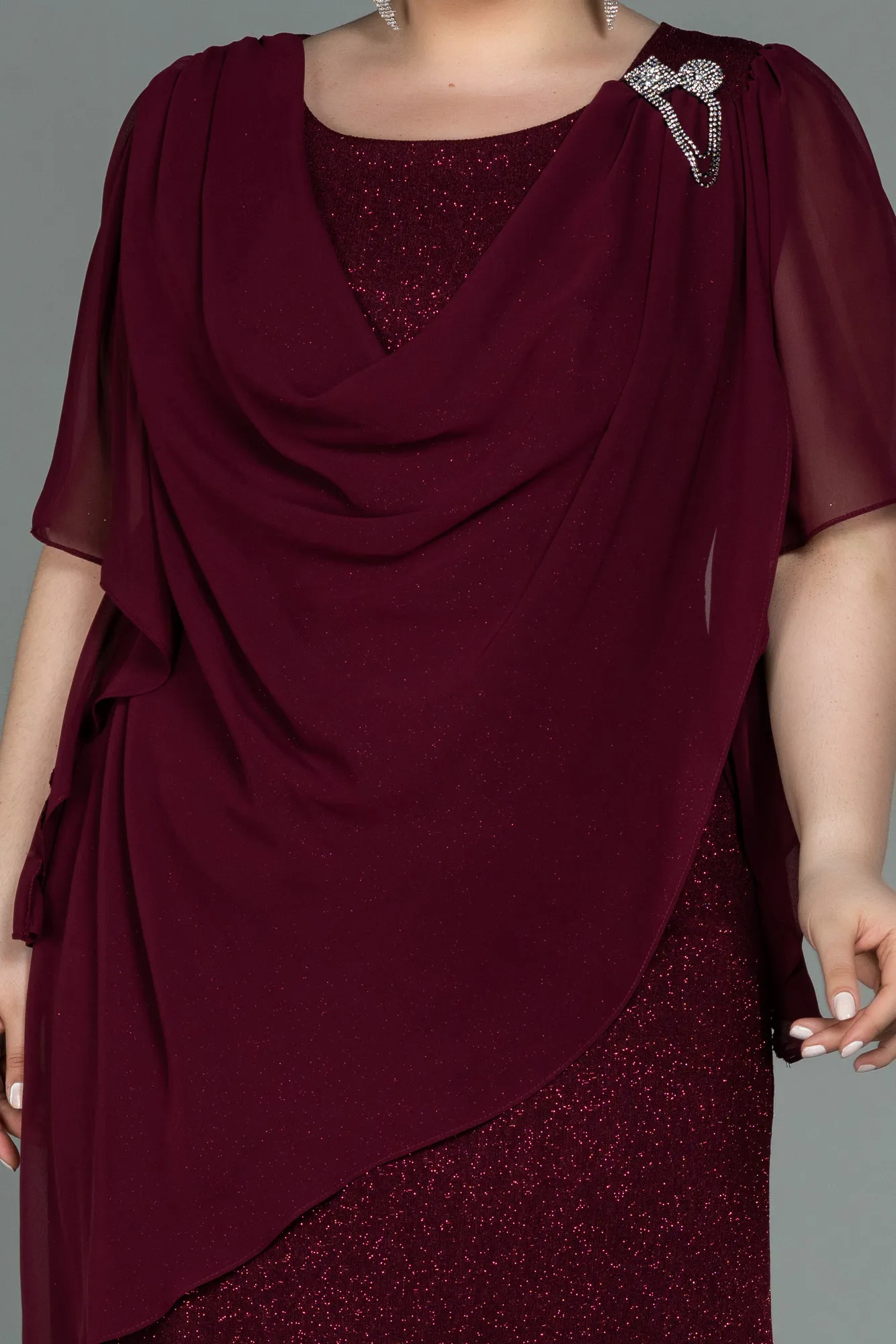 Burgundy-Long Plus Size Evening Dress ABU3124