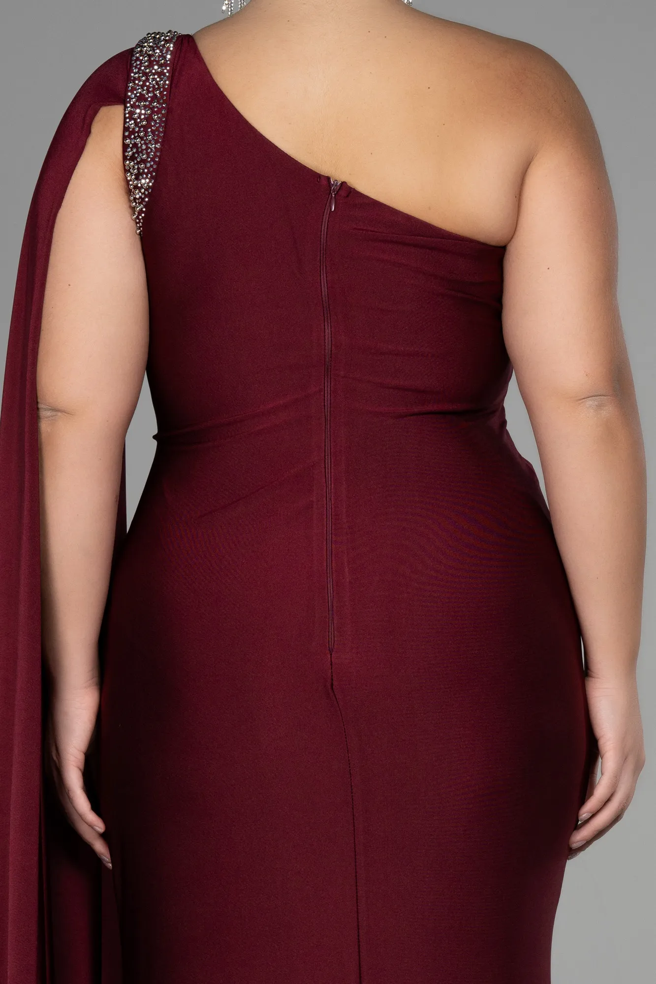 Burgundy-Long Plus Size Evening Dress ABU3260