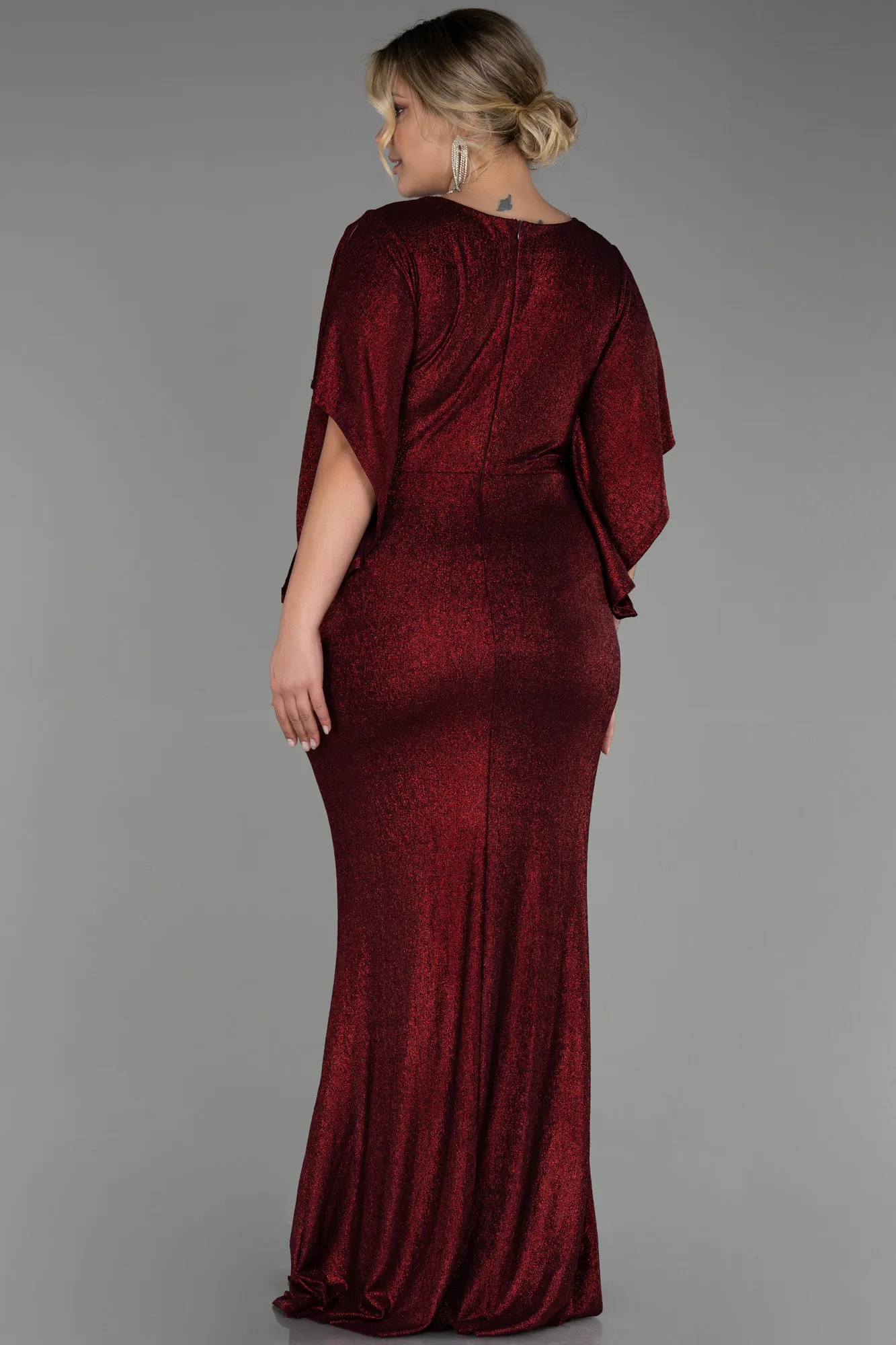 Burgundy-Long Plus Size Evening Dress ABU3280