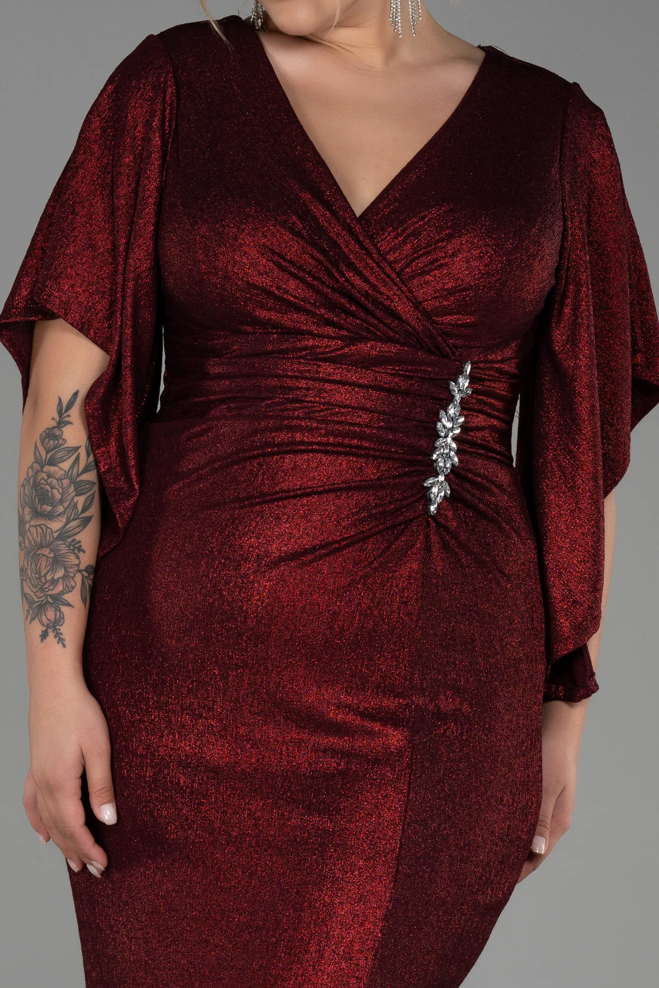 Burgundy-Long Plus Size Evening Dress ABU3280