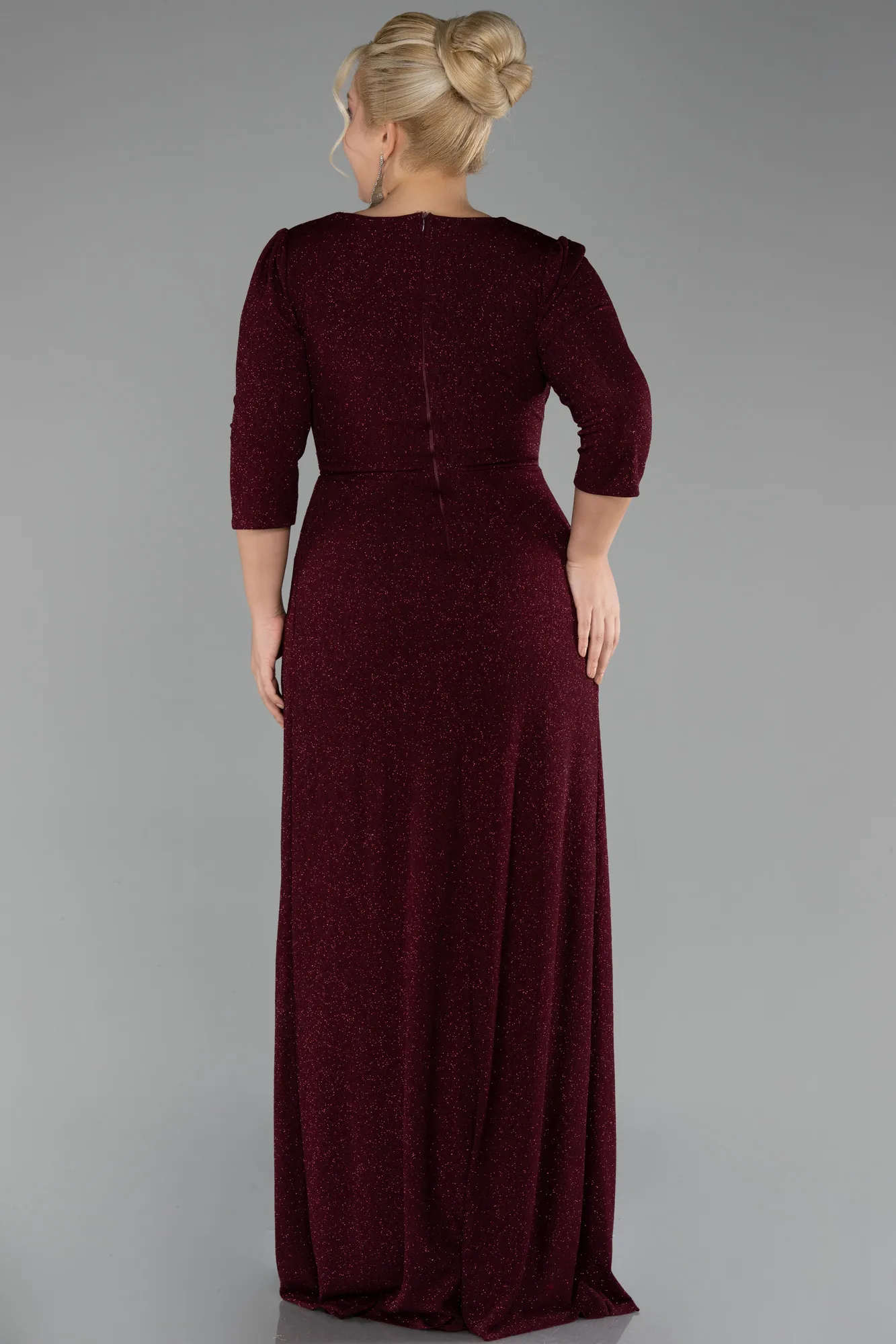 Burgundy-Long Plus Size Evening Dress ABU3504