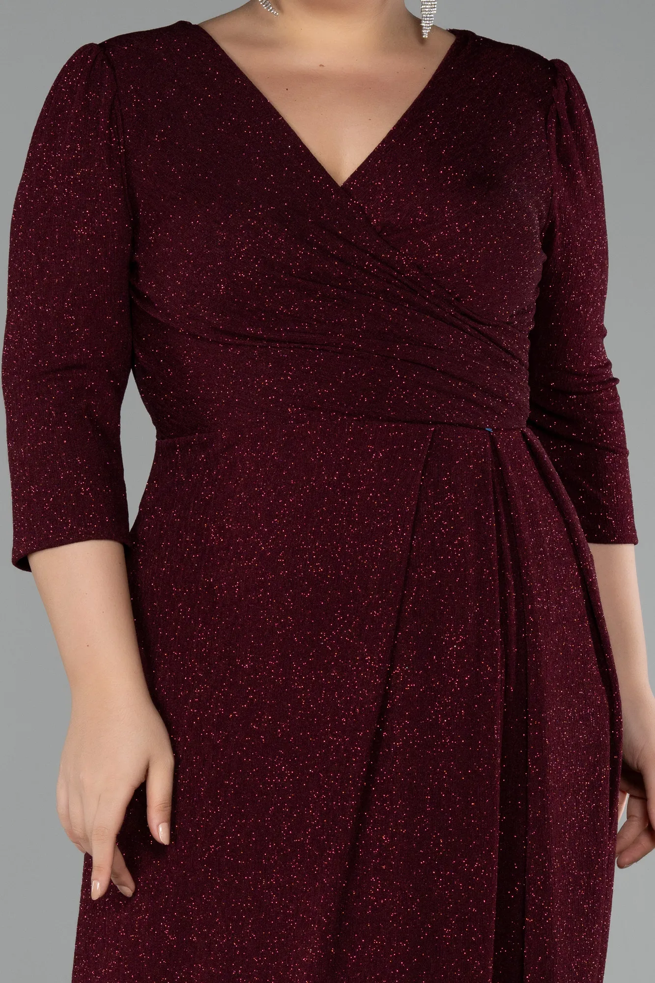 Burgundy-Long Plus Size Evening Dress ABU3504