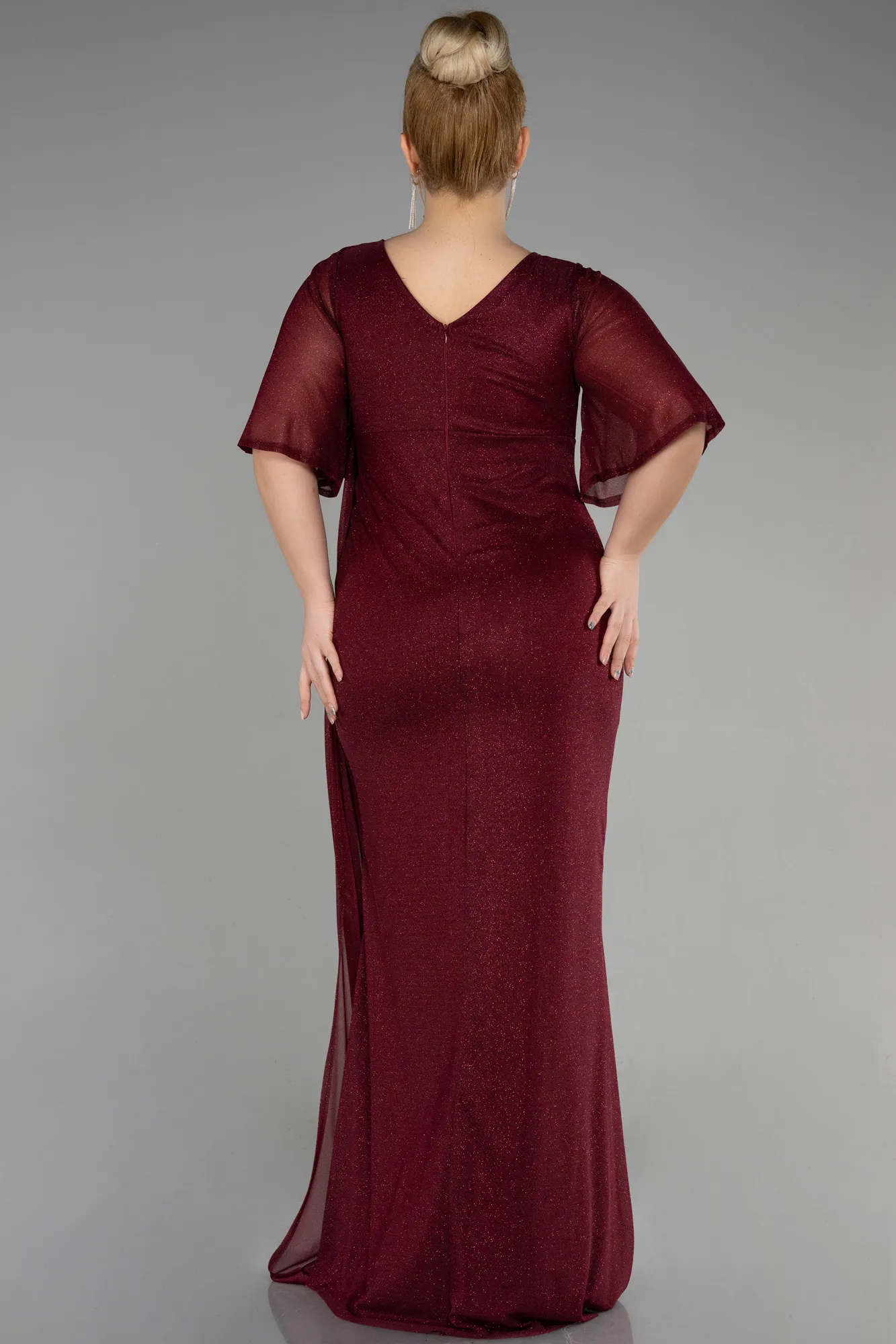 Burgundy-Long Plus Size Evening Gown ABU3646