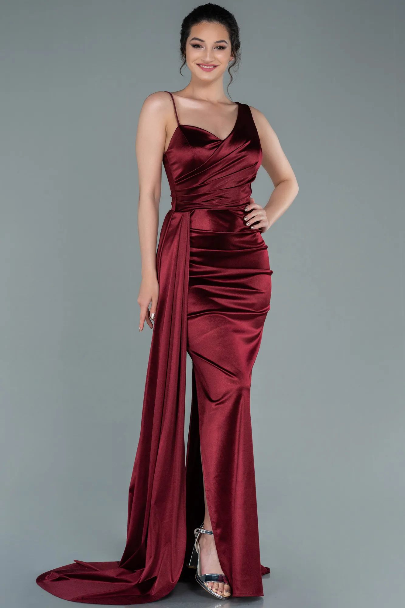 Burgundy-Long Prom Gown ABU2373
