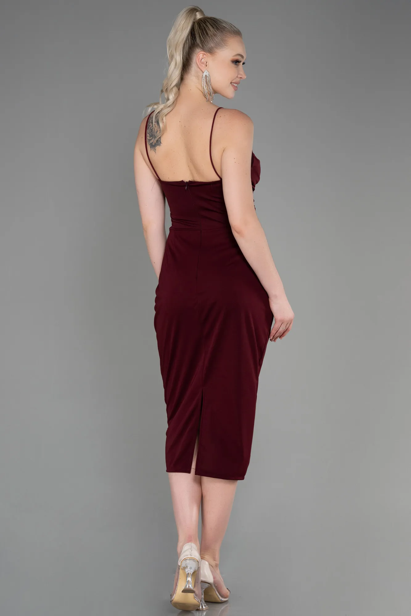 Burgundy-Midi Invitation Dress ABK1806