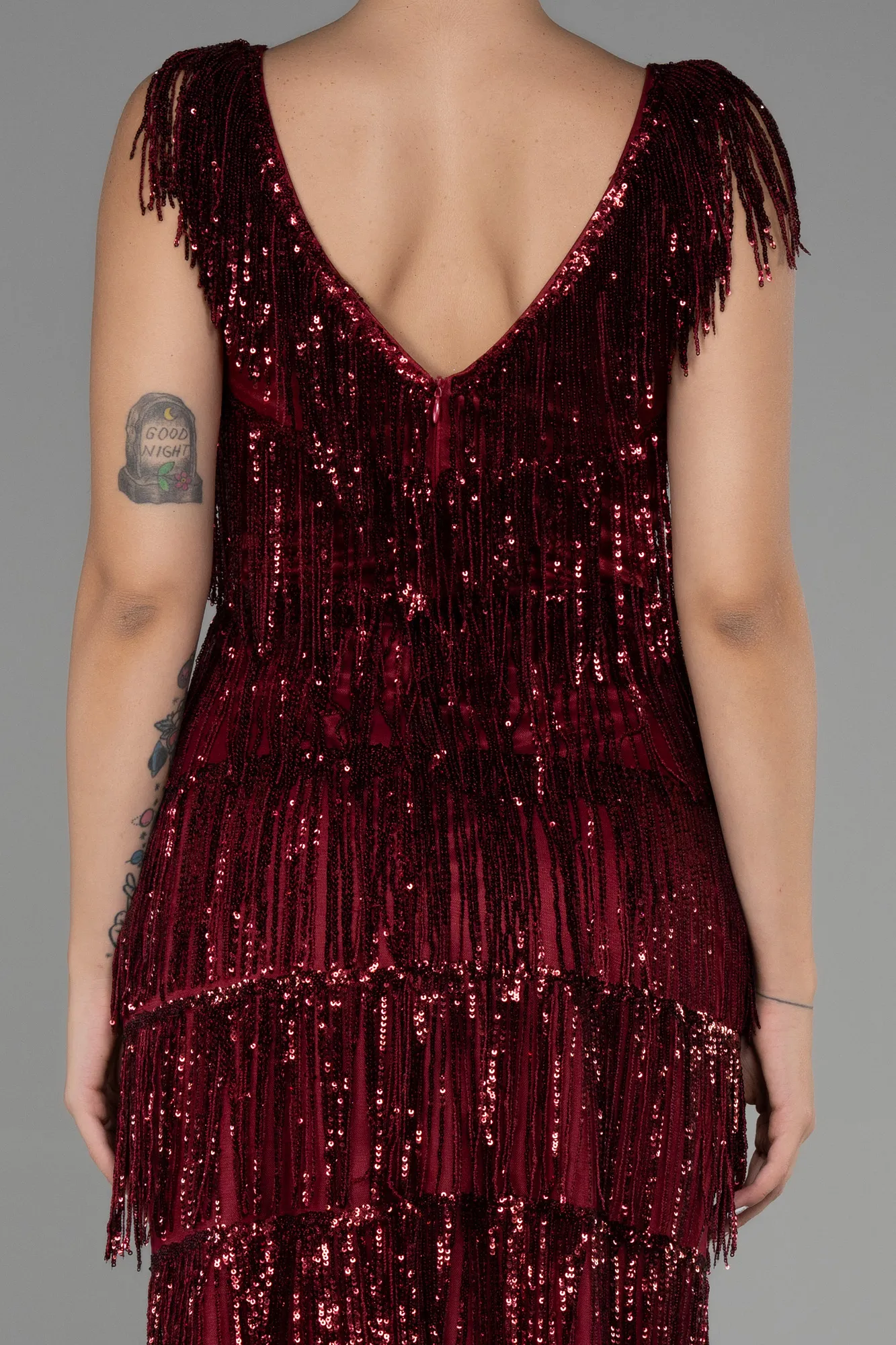 Burgundy-Short Invitation Dress ABK1841