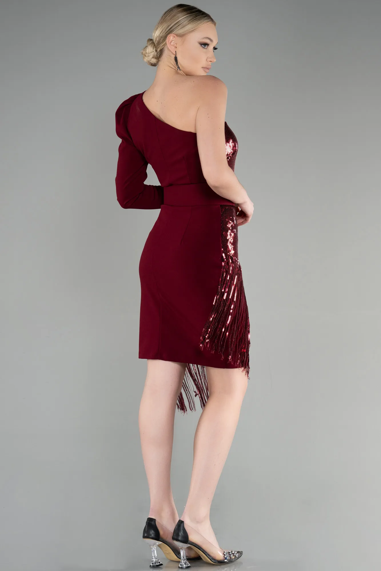 Burgundy-Short Invitation Dress ABK1911