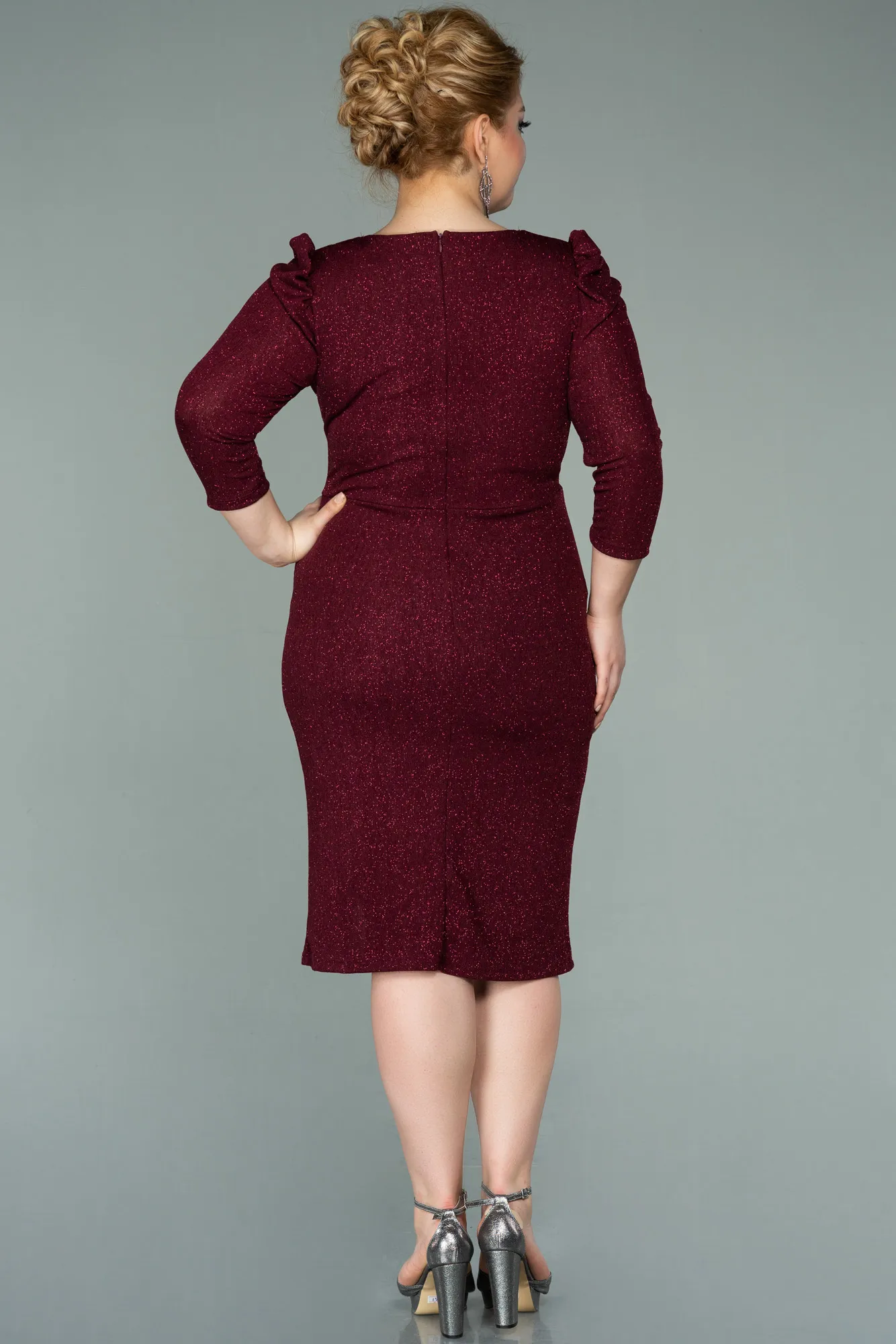 Burgundy-Short Oversized Evening Dress ABK1246